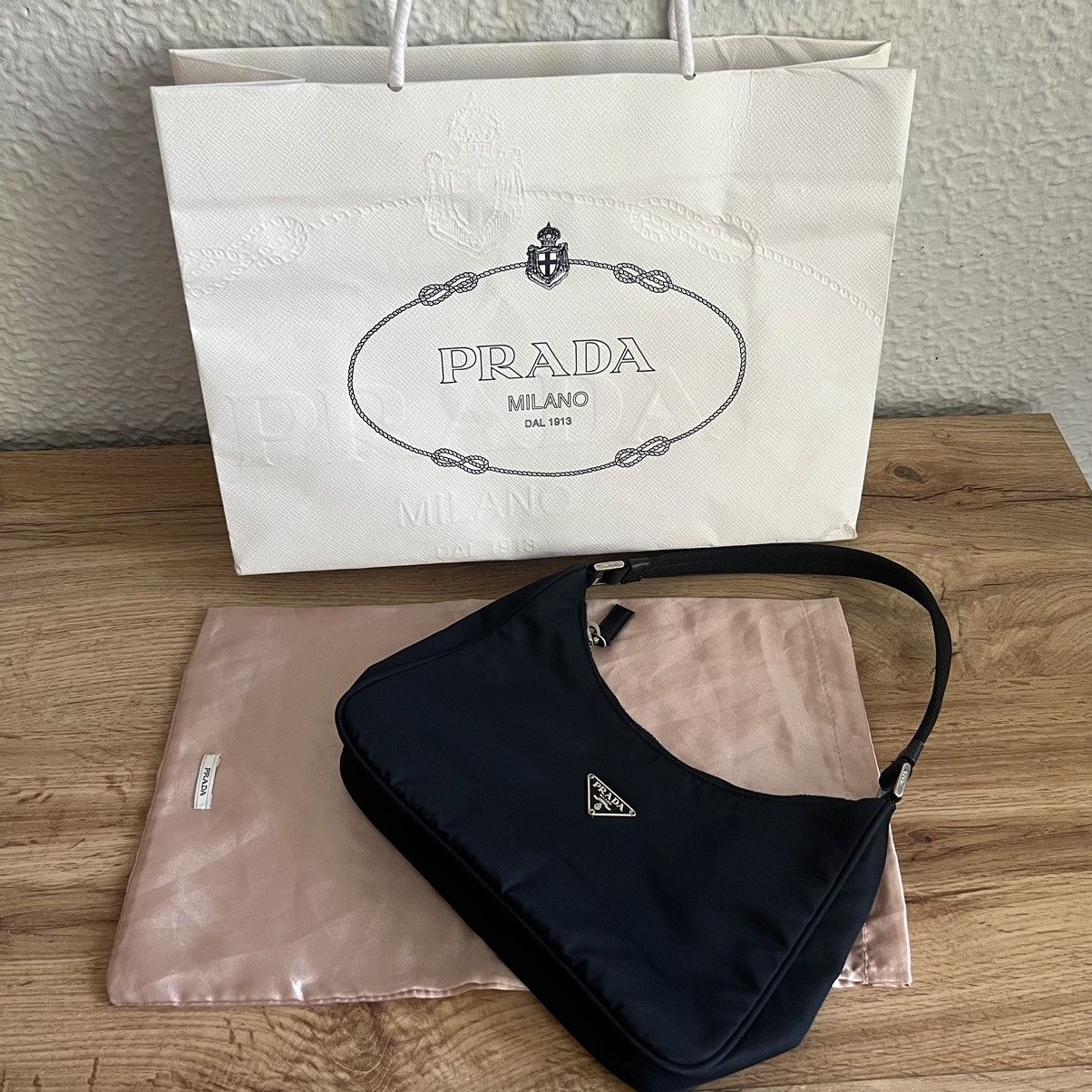 Luxury × Prada × Rare Prada Re-Edition 2005 Nylon Hand Bag Logo 