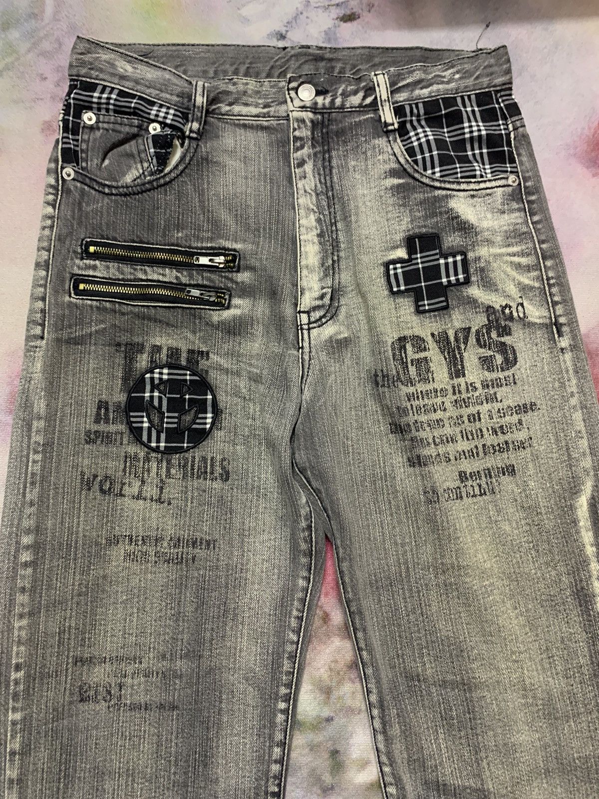 Hysteric Glamour Japanese Brand Unknown Words Printed Washed Denim Size US 29 - 3 Thumbnail