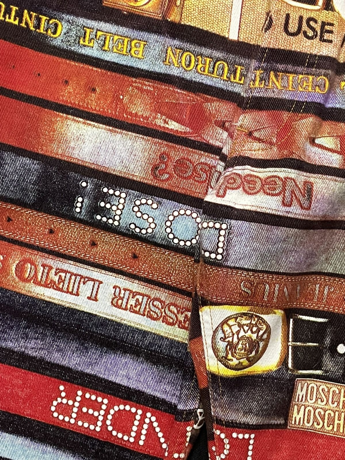 Moschino × Vintage Moschino Belt All Over Print Denim With Leather Racoon Belt Size US 32 / EU 48 - 7 Thumbnail