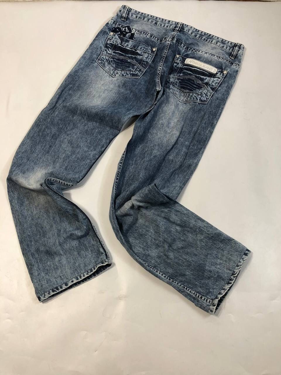 Armani ARMANI JEANS DENIM FLARE DOOTCUT Faded Distressed Pants Y2K