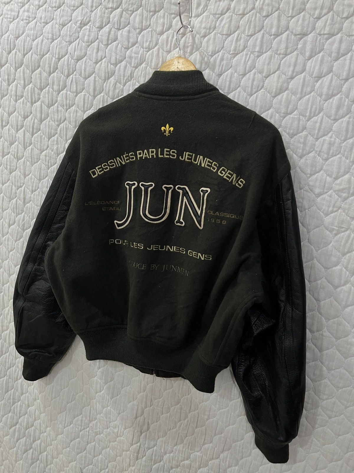 Genuine Leather (Uuuu). VINTAGE JUN MEN VARSITY BOMBER JACKET Size US M / EU 48-50 / 2 - 2 Thumbnail