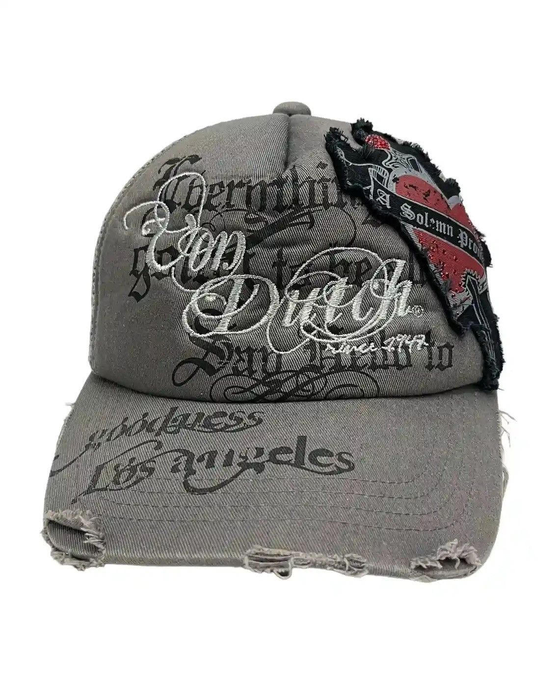 Von Dutch Von Dutch Distressed LA Script Heart Patch Trucker Hat Y2K Size ONE SIZE - 2 Thumbnail