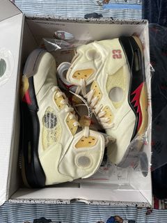 Nike Air Jordan 5 OFF-WHITE 'Sail' Signed & Designed by Virgil Abloh, US  9.5, String Theory, 2022