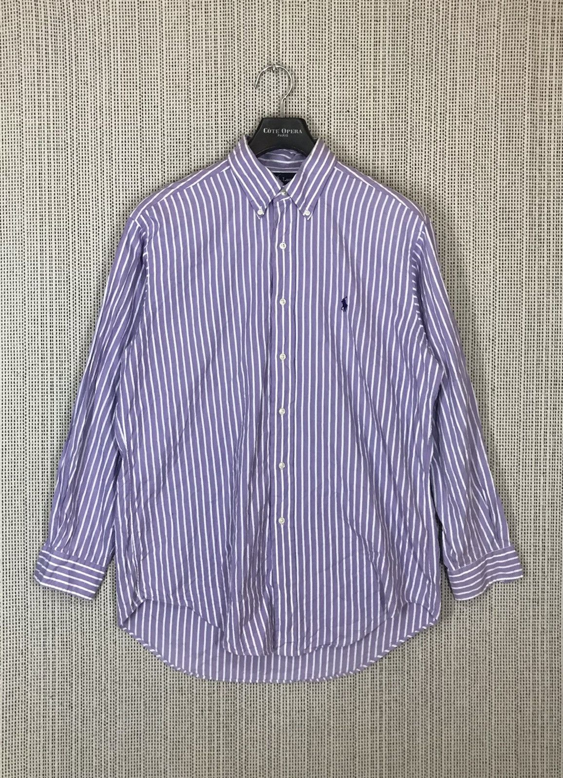 Polo Ralph Lauren × Ralph Lauren × Vintage ‼️VINTAGE RALPH LAUREN SMALL PONY STRIPE SHIRT‼️ Size US XL / EU 56 / 4 - 1 Thumbnail
