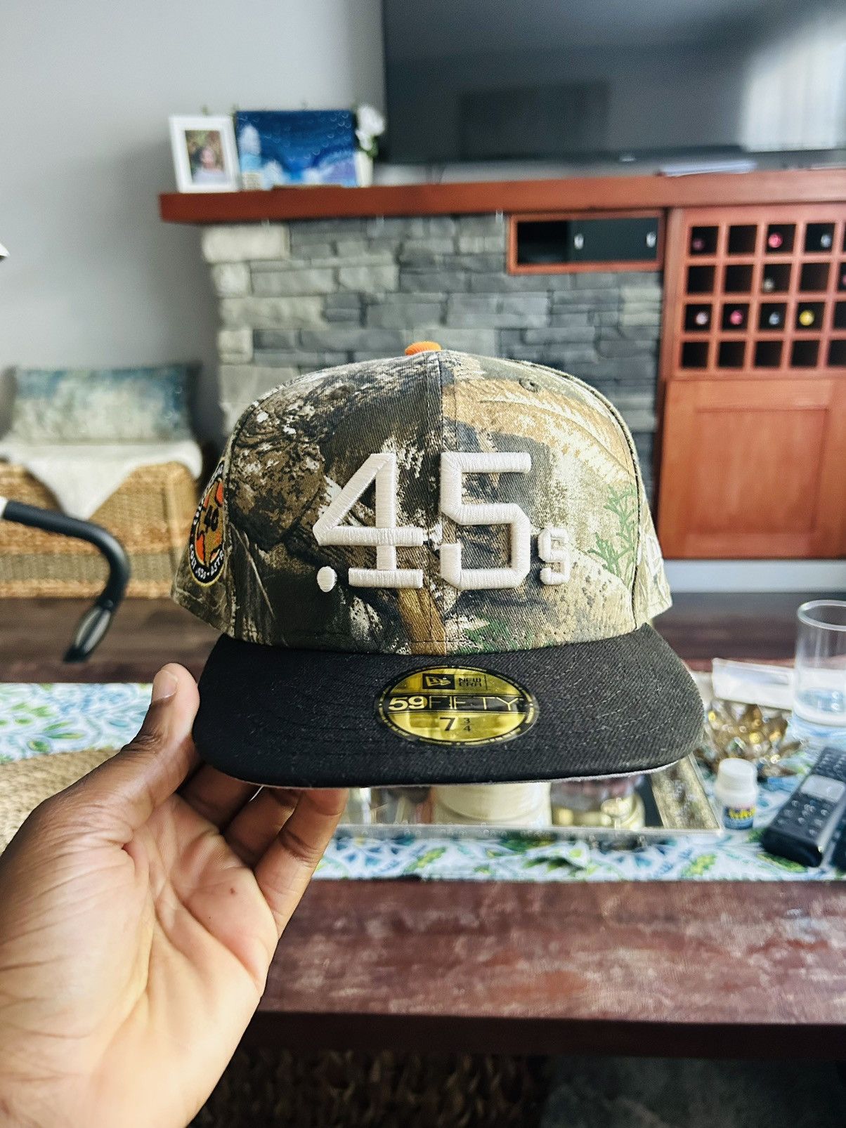 image of Hat Club x Myfitteds Bklyncap Colt 45’S Real Tree 7 3/4 in Orange, Men's (Size 42)