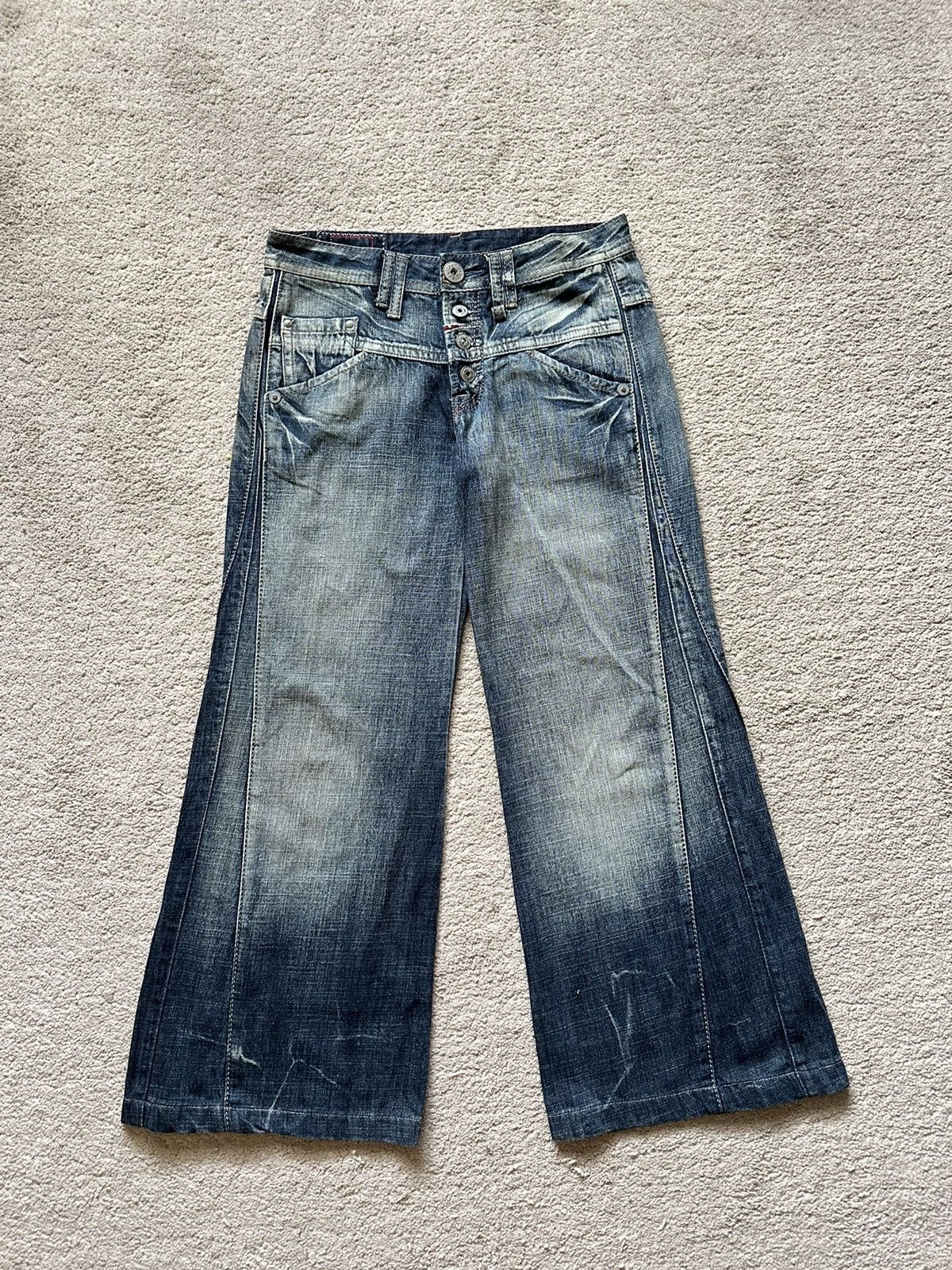 Jean Girbaud Vintage Bootcut Brodé Et Patché - Taille 38 (tour De Taille 76cm) - Occasion Très Bon état