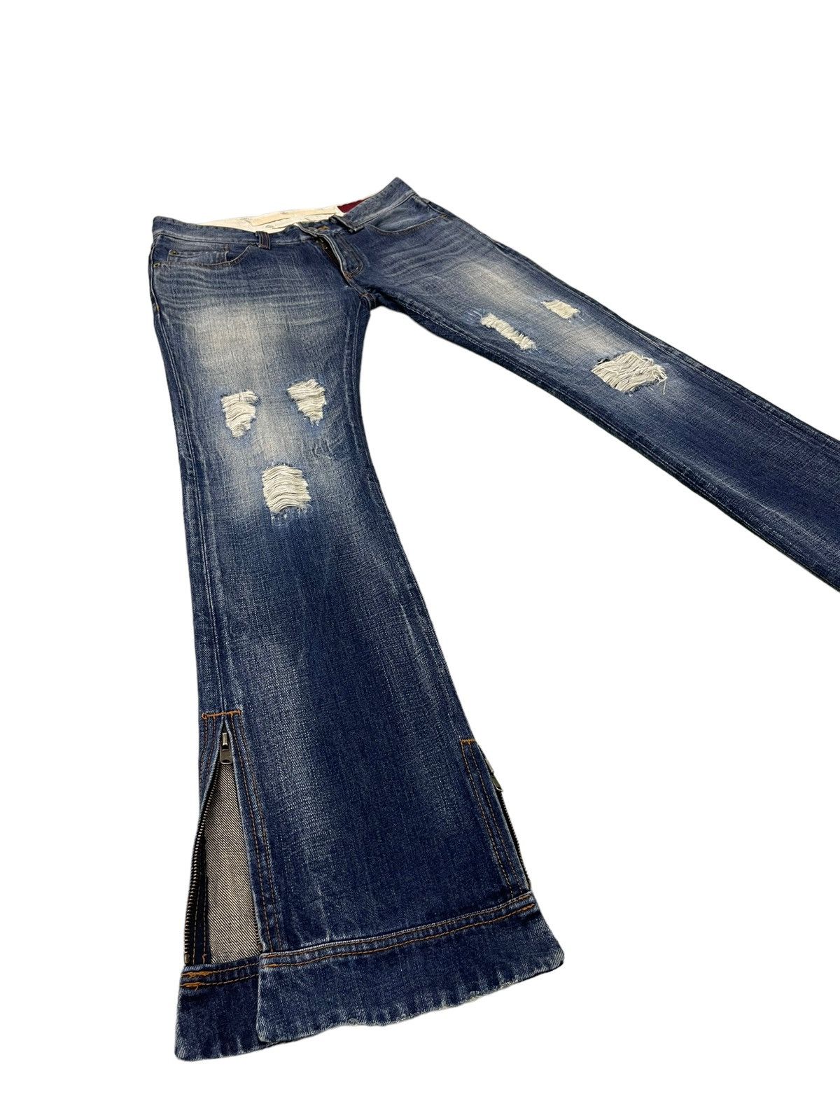 Japanese Brand Flare Jeans Rico Japan Distress Faded Low Rise Boot Cut 6🟦1 Size US 30 / EU 46 - 1 Thumbnail