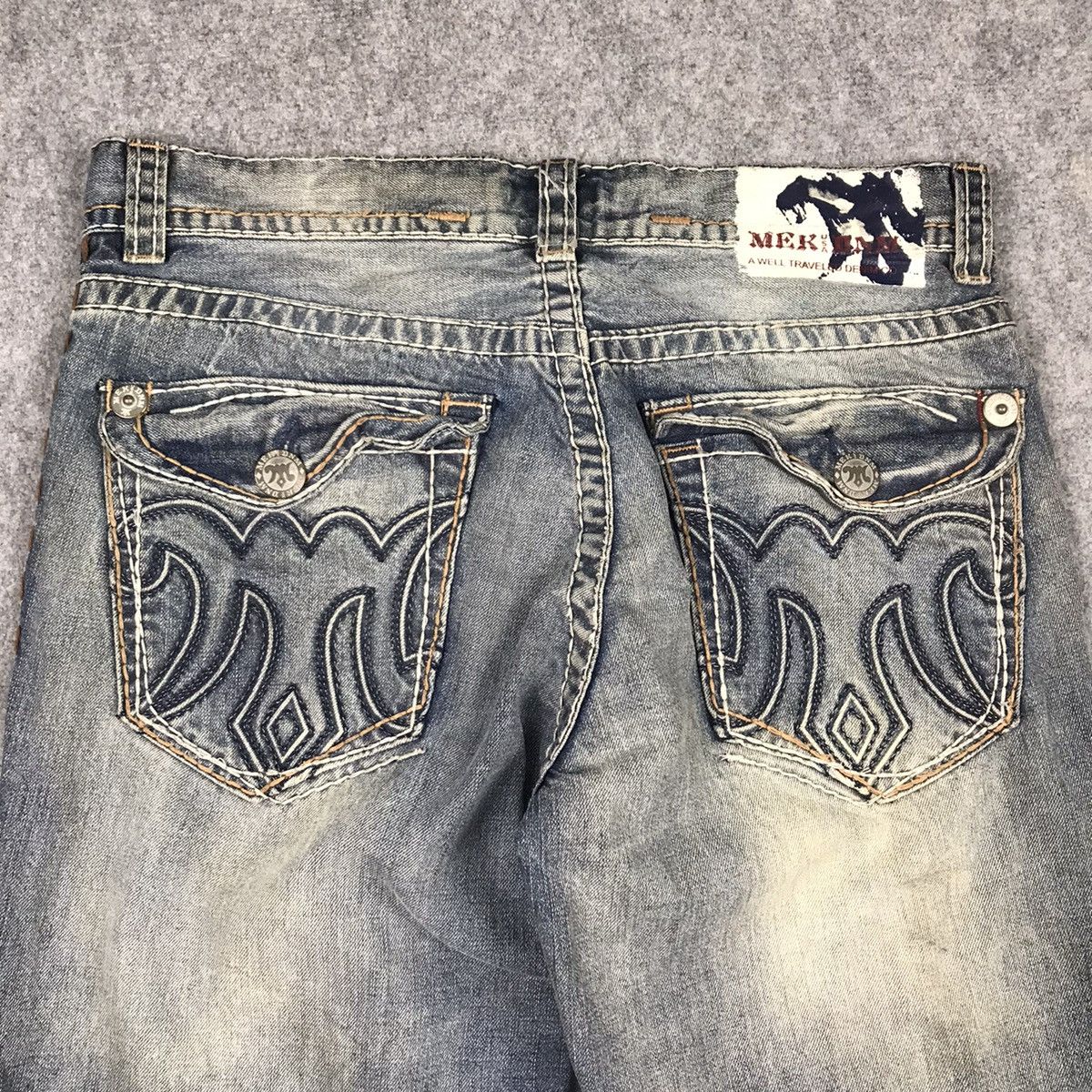 Japanese Brand × Mek Denim BLUE FADED🔥MEK DENIM DISTRESSED DENIM PANTS Size US 34 / EU 50 - 15 Thumbnail