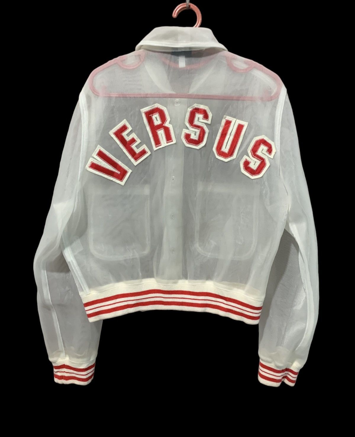 image of Gianni Versace x Versace Jeans Couture Vintage Versus Versace Transparent Cropped Jacket in Transpa