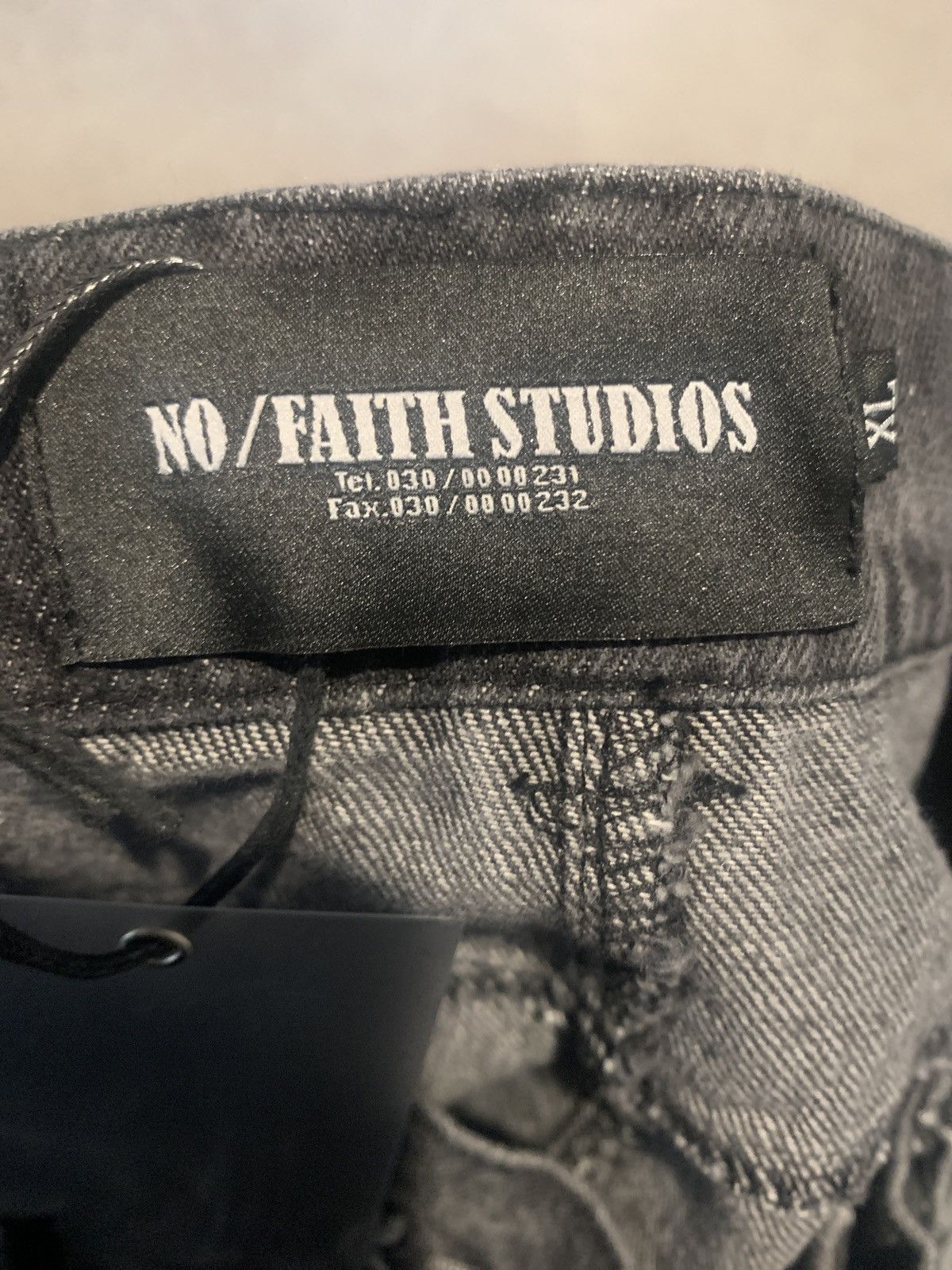 No Faith Studios Flared Denim 003 Stone Wash Grey - Denim