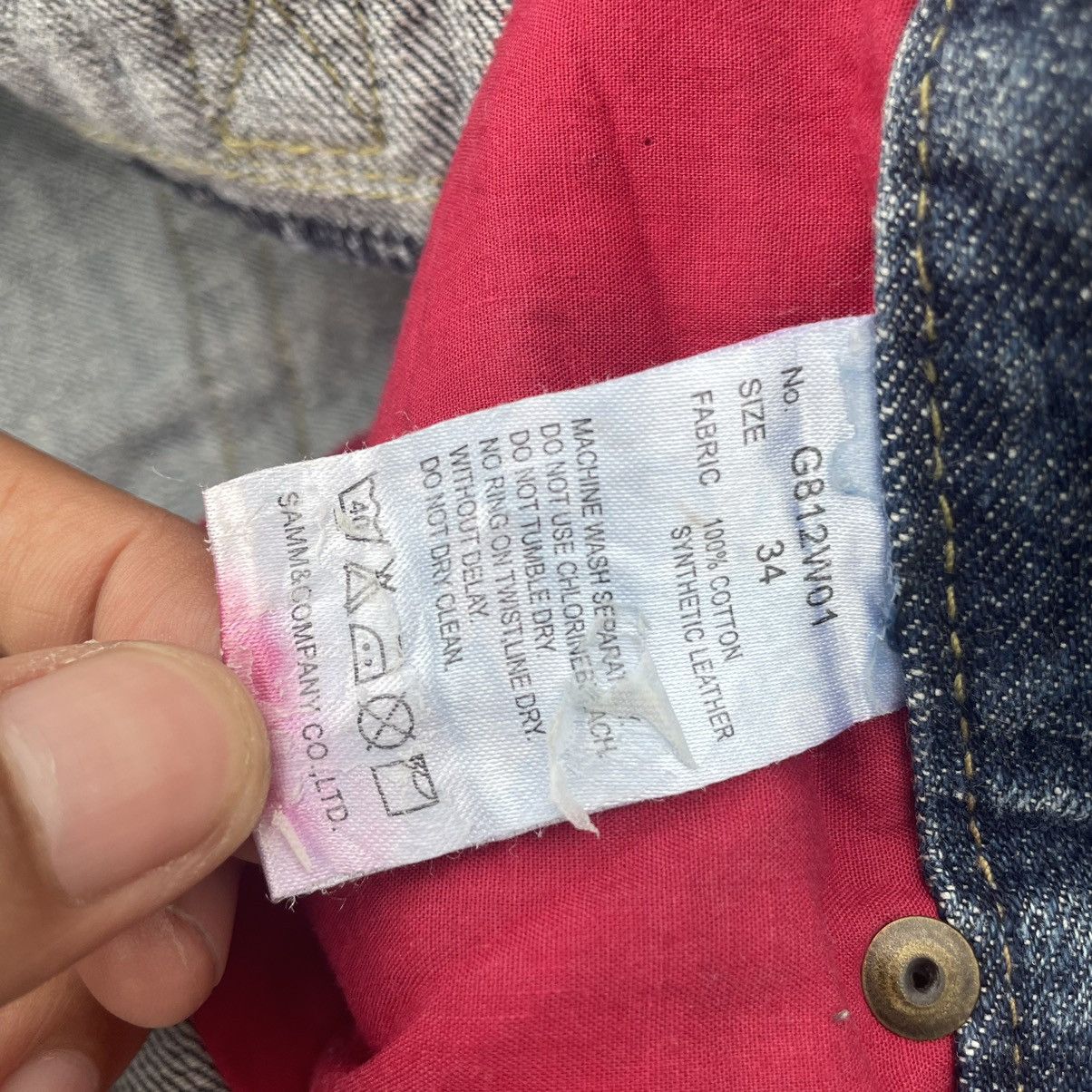 If Six Was Nine × Japanese Brand × Le Grande Bleu (L.G.B.) 🇯🇵 AMARANTINE RED INDIAN SKULL BUCKLE DENIM PANTS Size US 33 - 13 Thumbnail
