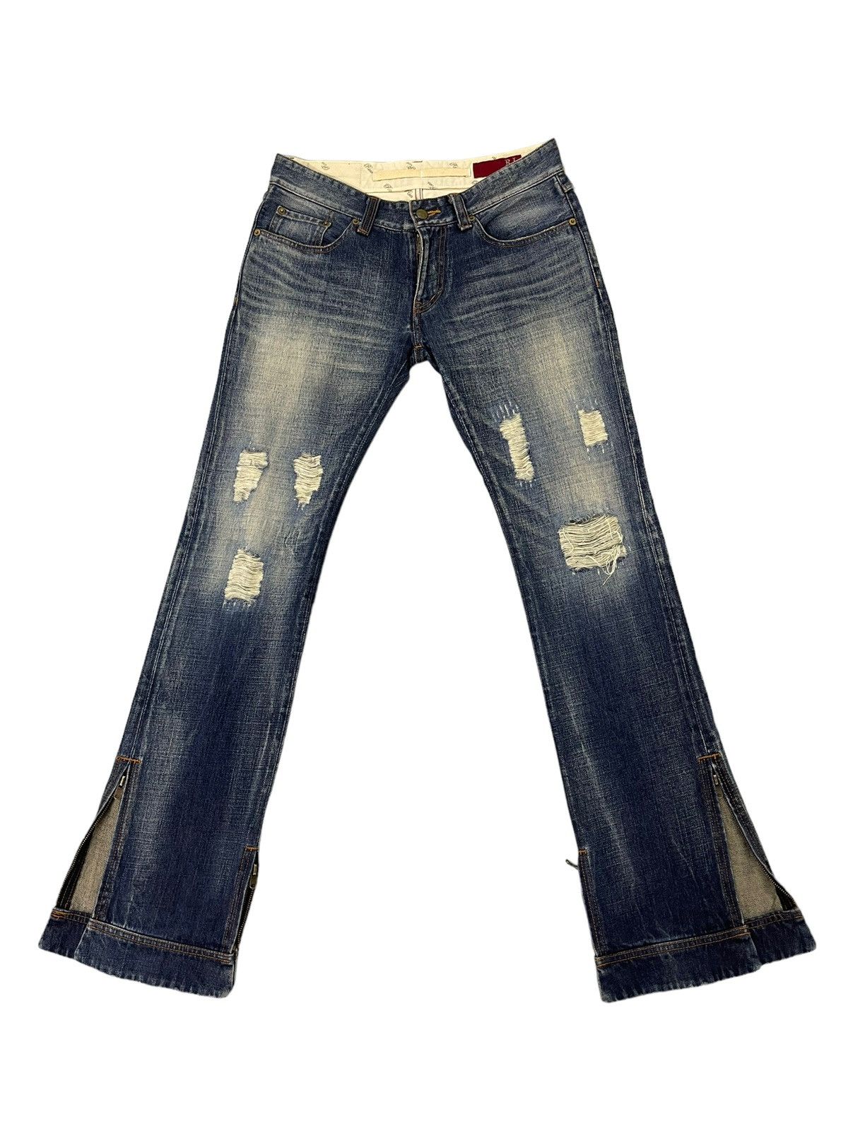 Japanese Brand Flare Jeans Rico Japan Distress Faded Low Rise Boot Cut 6🟦1 Size US 30 / EU 46 - 2 Thumbnail