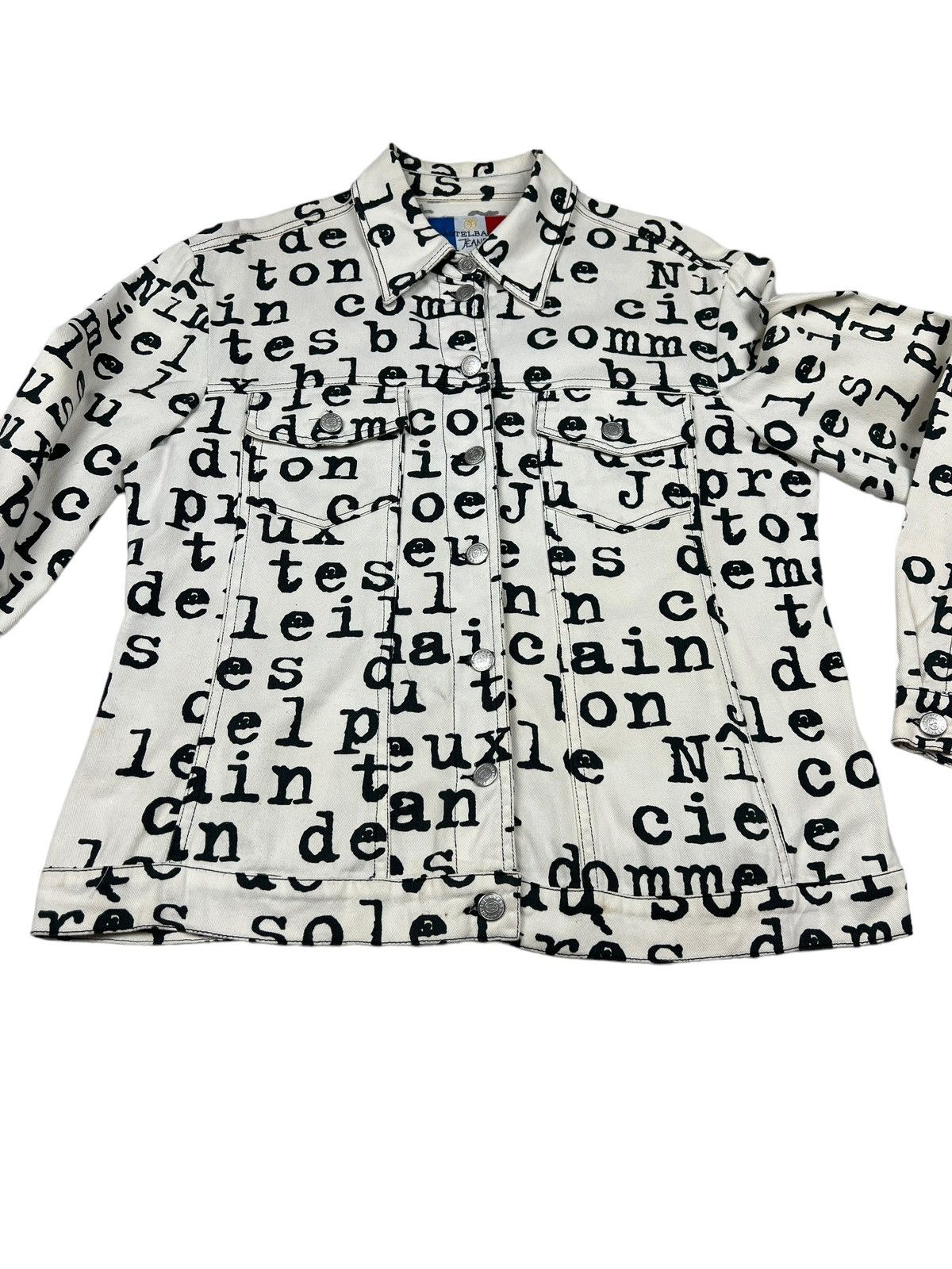 Jean Charles De Castelbajac Vintage Castelbajac ‘Wording” Denim Trucker Jacket Size US L / EU 52-54 / 3 - 7 Thumbnail