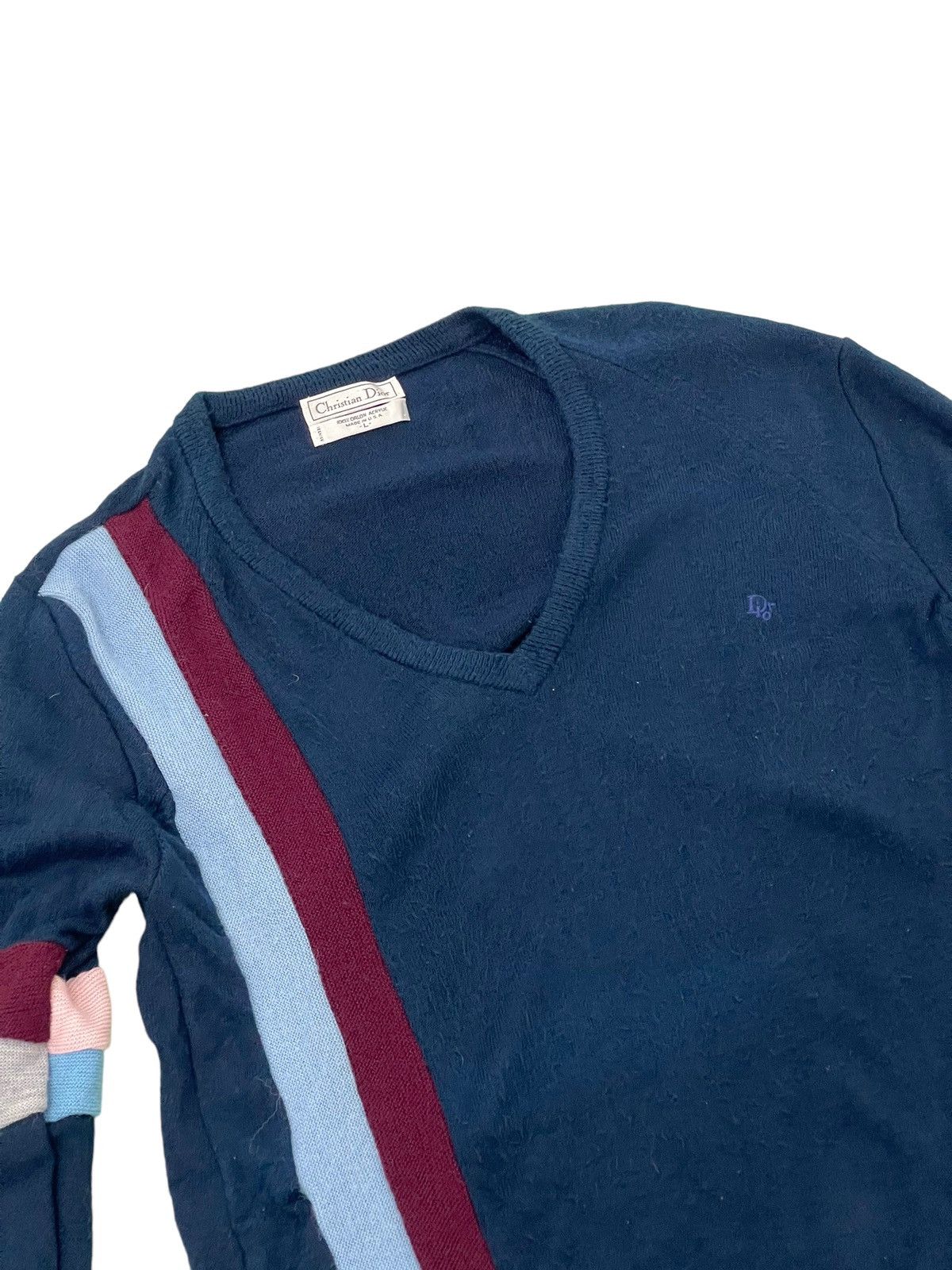 Christian Dior Monsieur Vtg Christian Dior Sweatshirt Striped Wool Like 5🟩0 Size US L / EU 52-54 / 3 - 6 Thumbnail