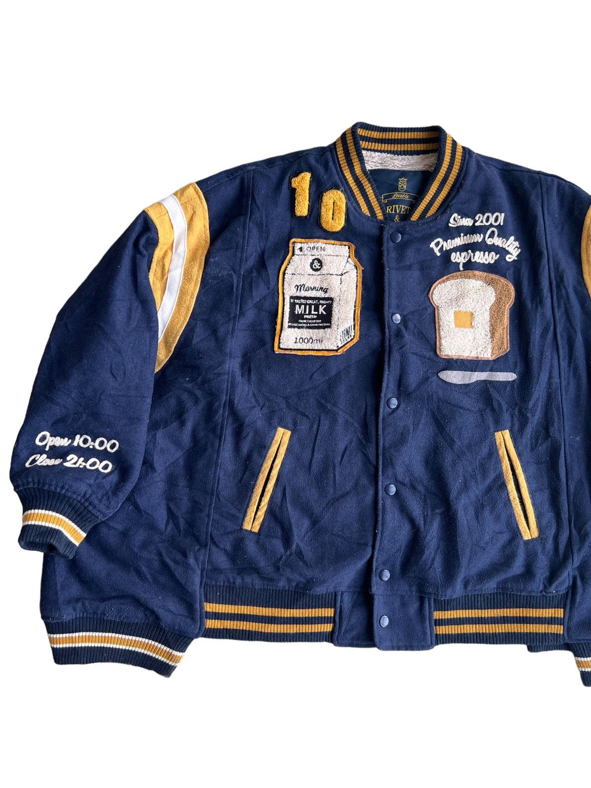 Avirex Rivet & Surge 🇯🇵 "Cafe" Milk & Espresso Hybrid Varsity Size US XL / EU 56 / 4 - 6 Thumbnail