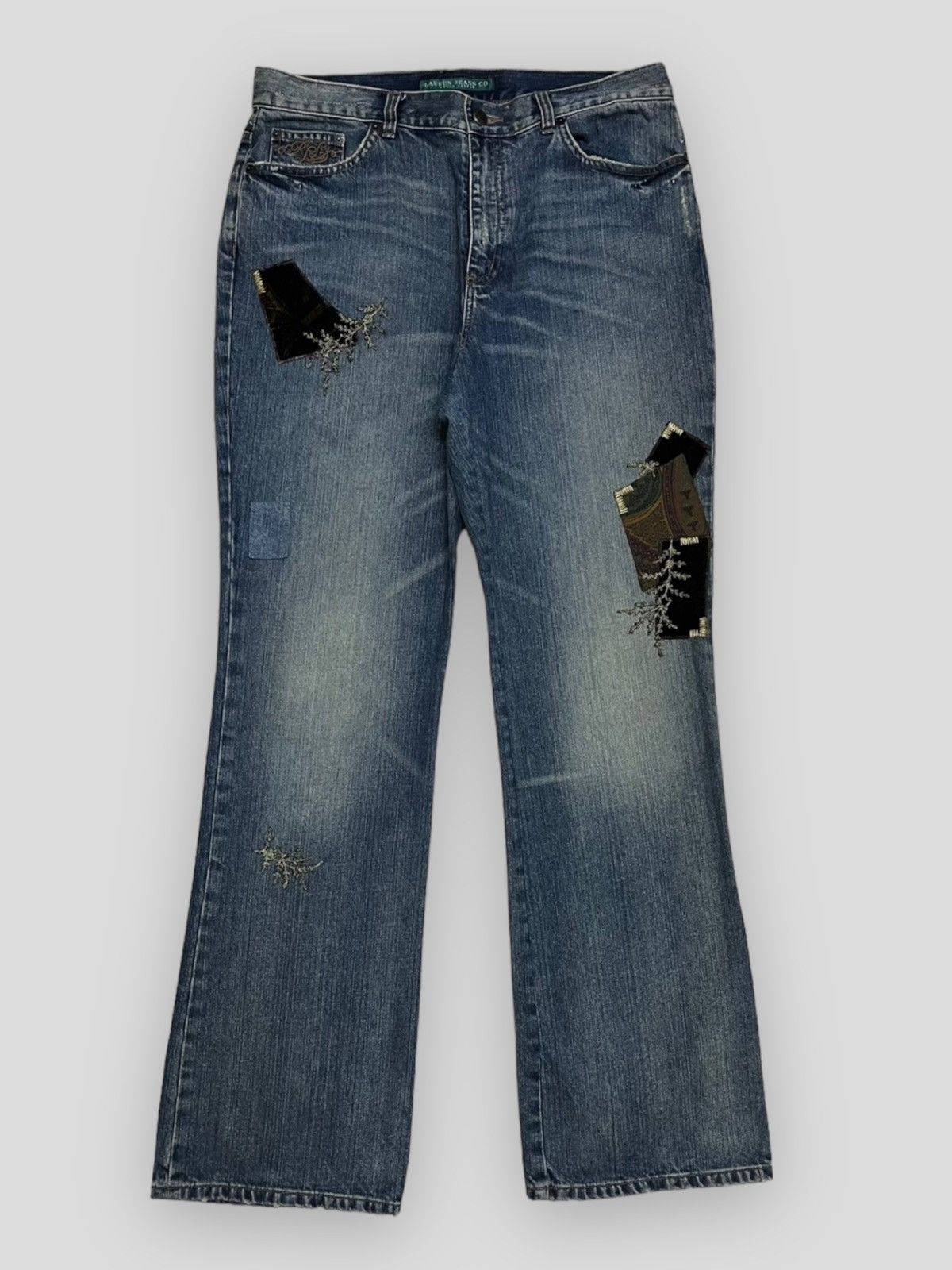image of Send Offer 90's Polo Ralph Laurent Flared Patchwork Denim in Blue, Men's (Size 32)