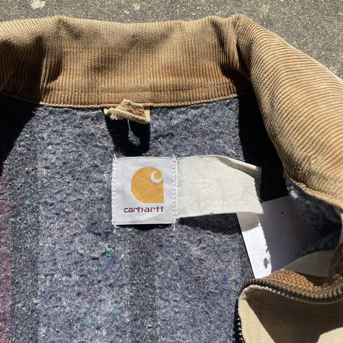 Carhartt Vintage 1980s Carhartt Detroit Jacket Blanket Lined Tan Size US L / EU 52-54 / 3 - 8 Thumbnail