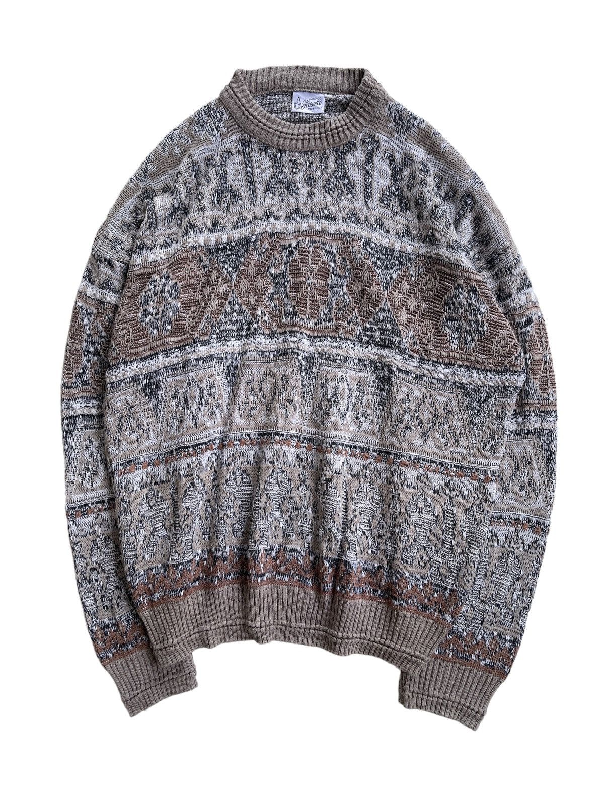 Vintage Vintage Maglificio Florence Cable Knitted Native Sweater Size US L / EU 52-54 / 3 - 1 Thumbnail