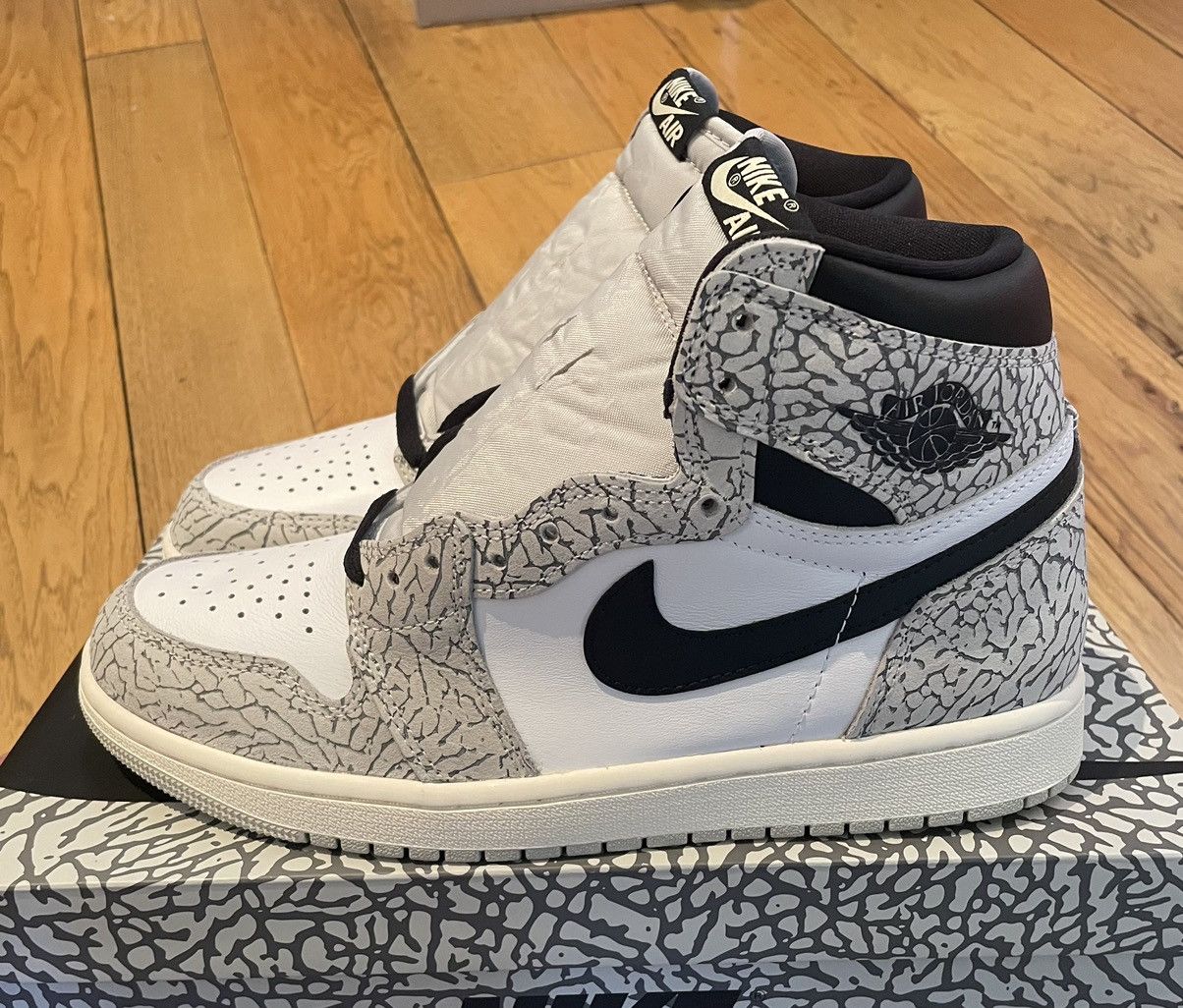 Jordan Brand × Nike Jordan 1 High OG White Cement Elephant Size US 9 / EU 42 - 2 Thumbnail