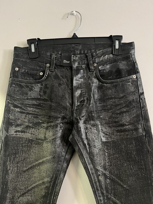 Dior Rare Dior Hedi Slimane Luster Waxed Wax Coated Denim Jeans | Grailed