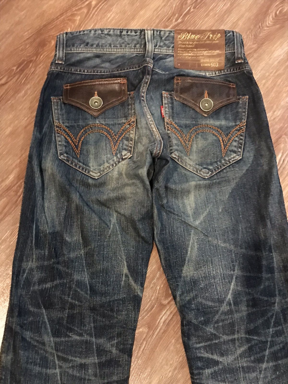 Edwin Flare jeans Edwin rare design Japan 🇯🇵 Size US 29 - 4 Thumbnail