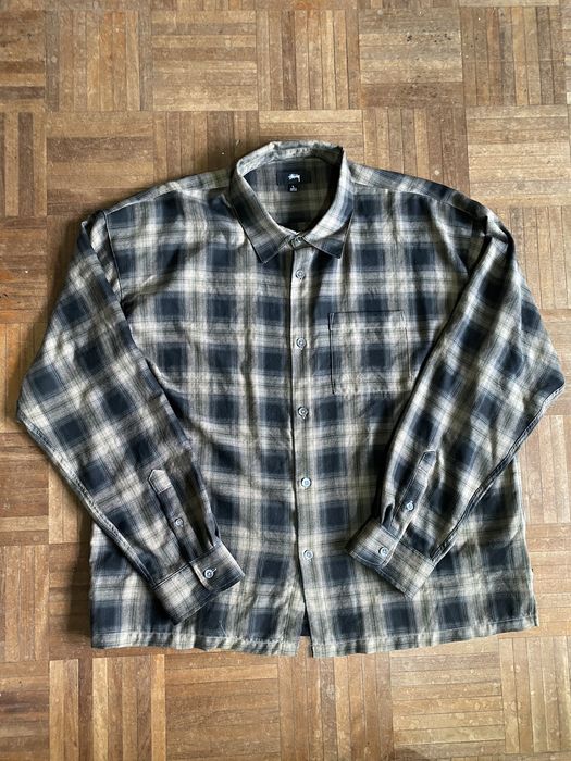 Stussy Mark Plaid Shirt Tan | Grailed