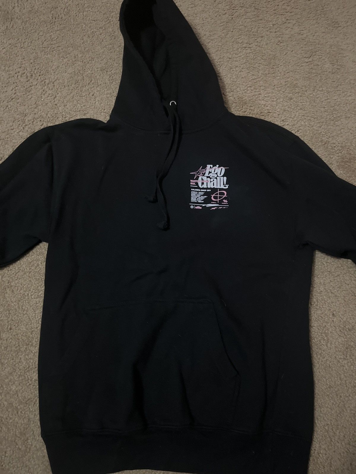 Y R Black Ego Chall Hoodie Tops