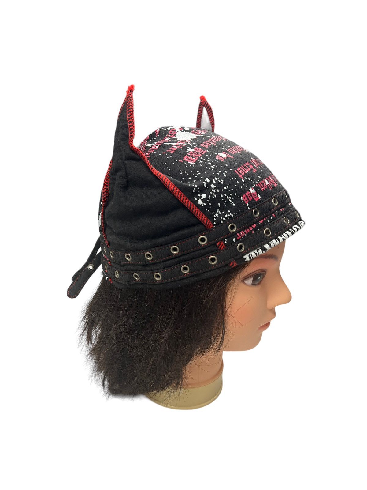 Japanese Brand Skull Anarcho Punk Poem Horn Beanie Size ONE SIZE - 3 Thumbnail
