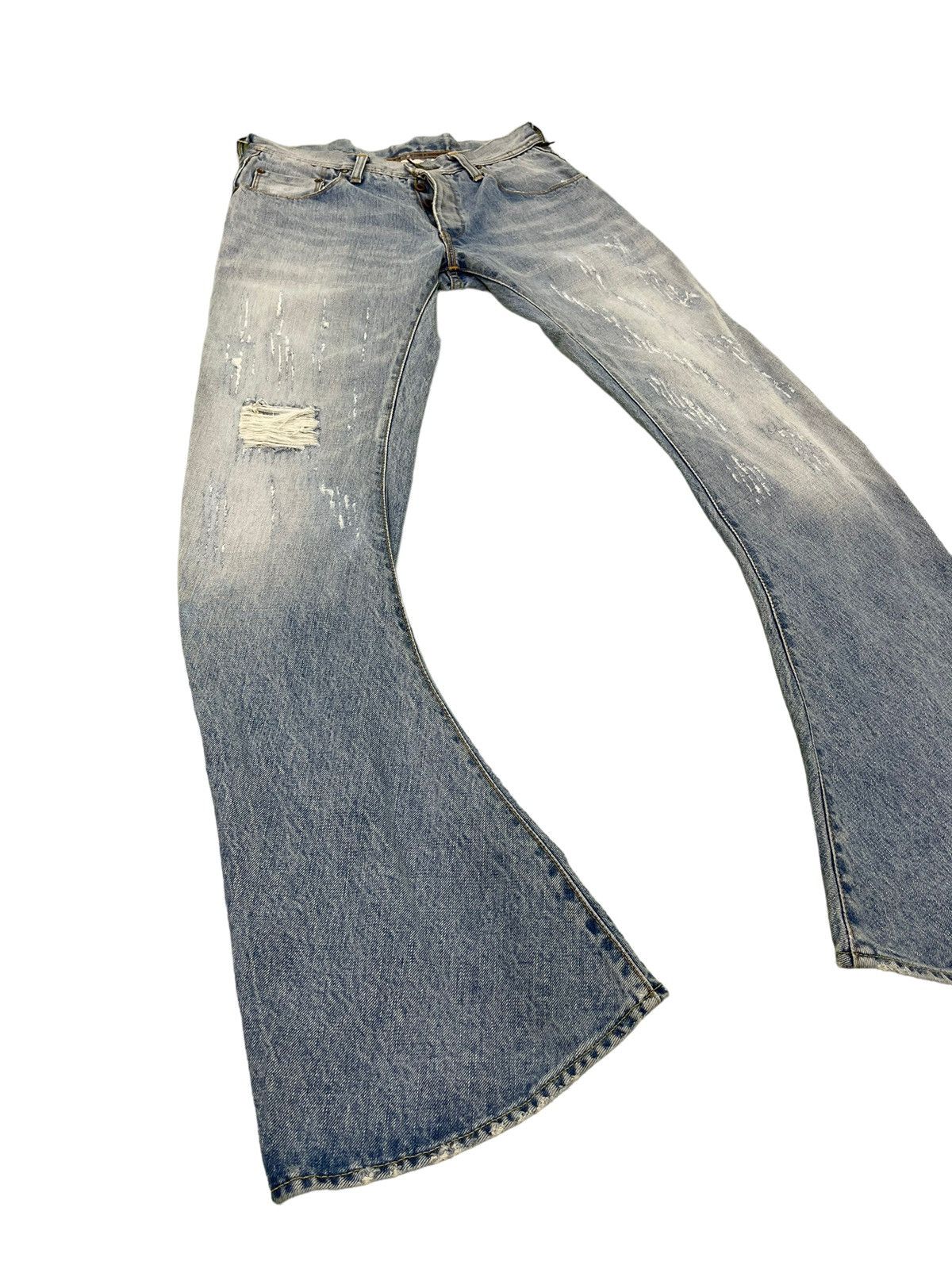 Japanese Brand Flare Jeans WJK Japan Distress Banana Curv Leg Boot Cut 6🟦0 Size US 30 / EU 46 - 1 Thumbnail