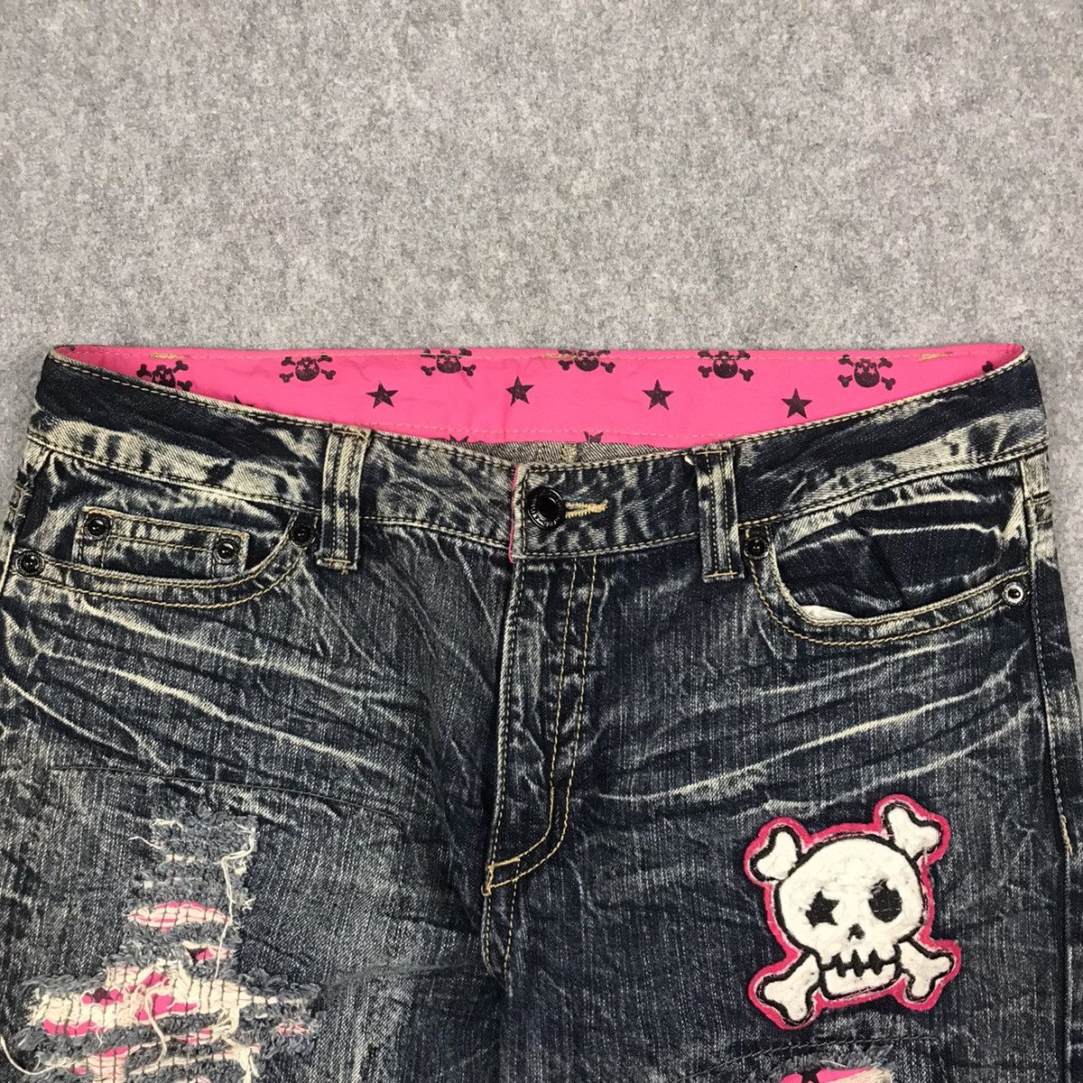Japanese Brand ACID WASH JEANS JAPANESE PUNK BLUE FADED DISTRESSED PANTS Size US 34 / EU 50 - 10 Thumbnail