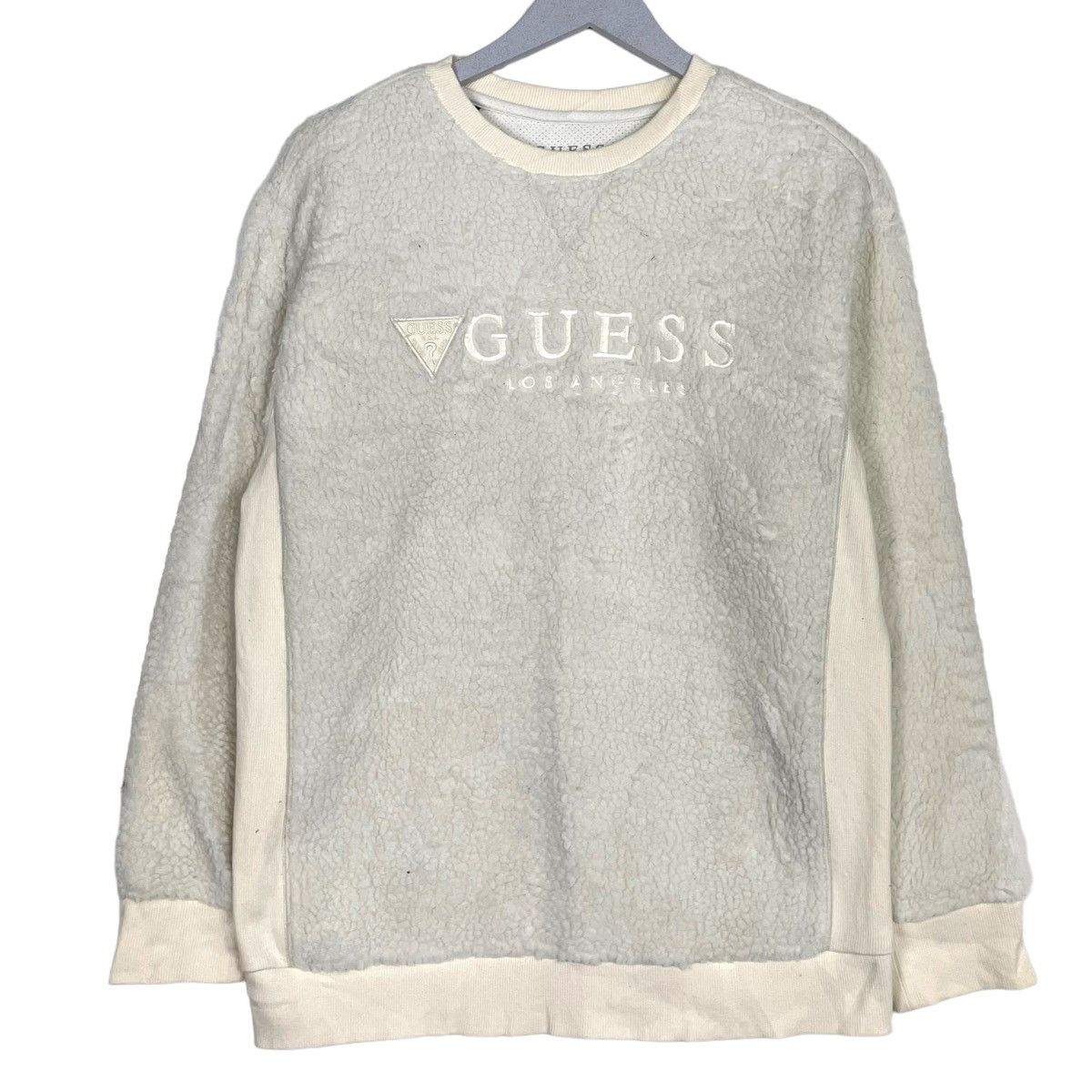 💥Y2K GUESS DEEPILE FLEECE SWEATSHIRT NICE WHITE