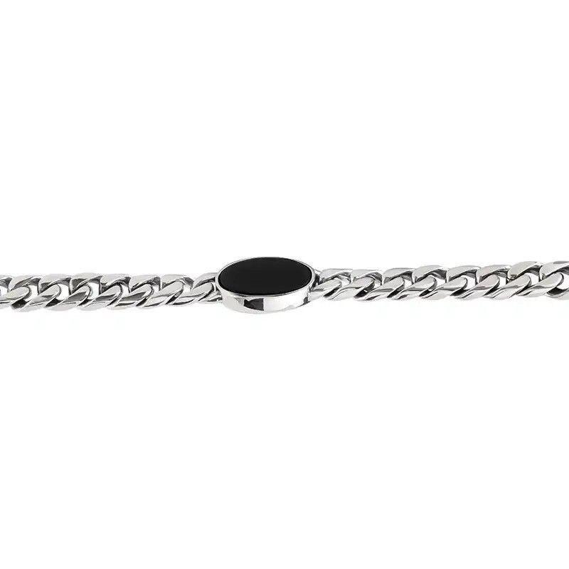 Jewelry Sophisticated Black Zircon Inlaid Cuban Chain Bracelet Size ONE SIZE - 2 Thumbnail