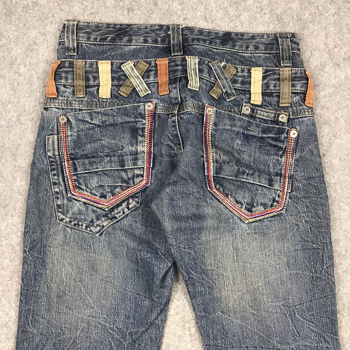Japanese Brand DOUBLE WAIST DENIM JAPANESE STYLE DENIM PANTS Size US 31 - 14 Thumbnail