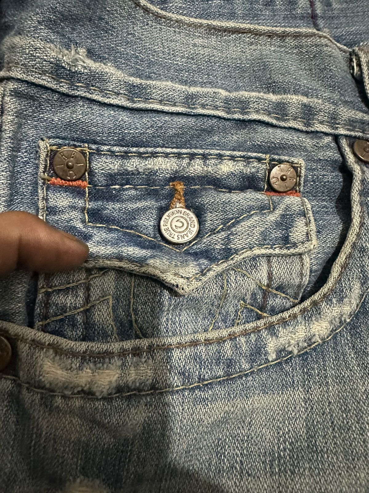 True Religion True Religion Joey Distressed Flared Jeans Size US 33 - 14 Thumbnail