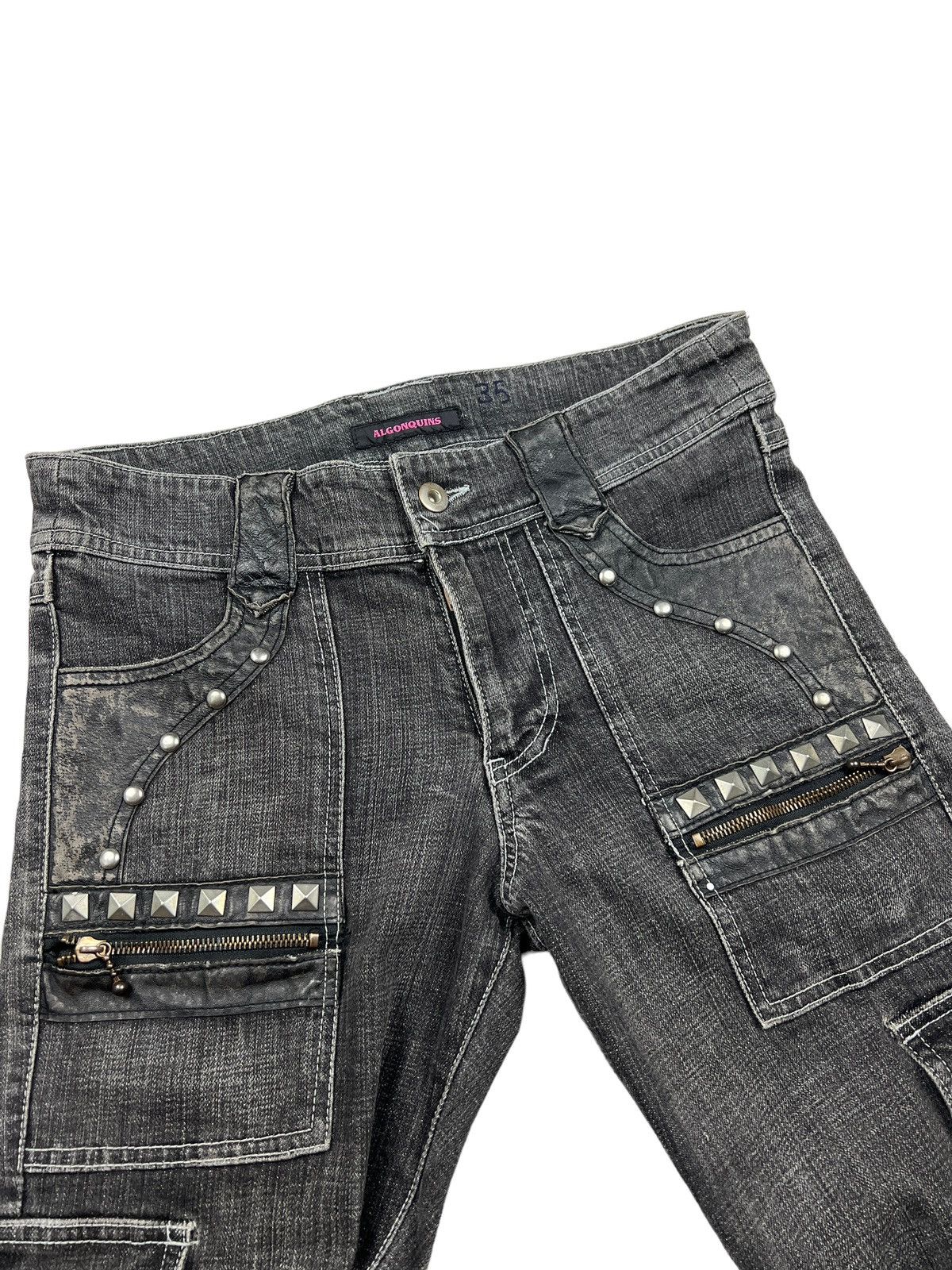 Japanese Brand Algonquins 🇯🇵 Studded Flare Cargo Denim Size US 31 - 11 Thumbnail