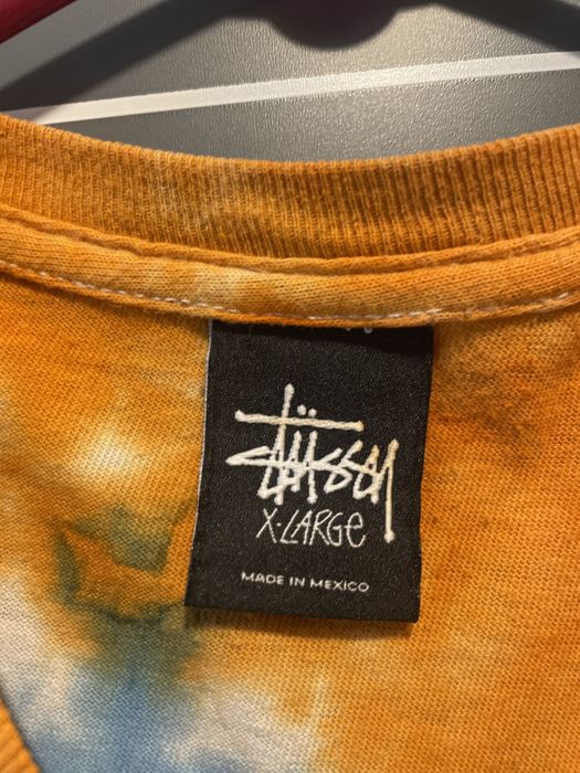 STUSSY Short Sleeve Polycotton Shirt Box Shirt Made in USA Men's M polyester Beige type Vintage Second Hand