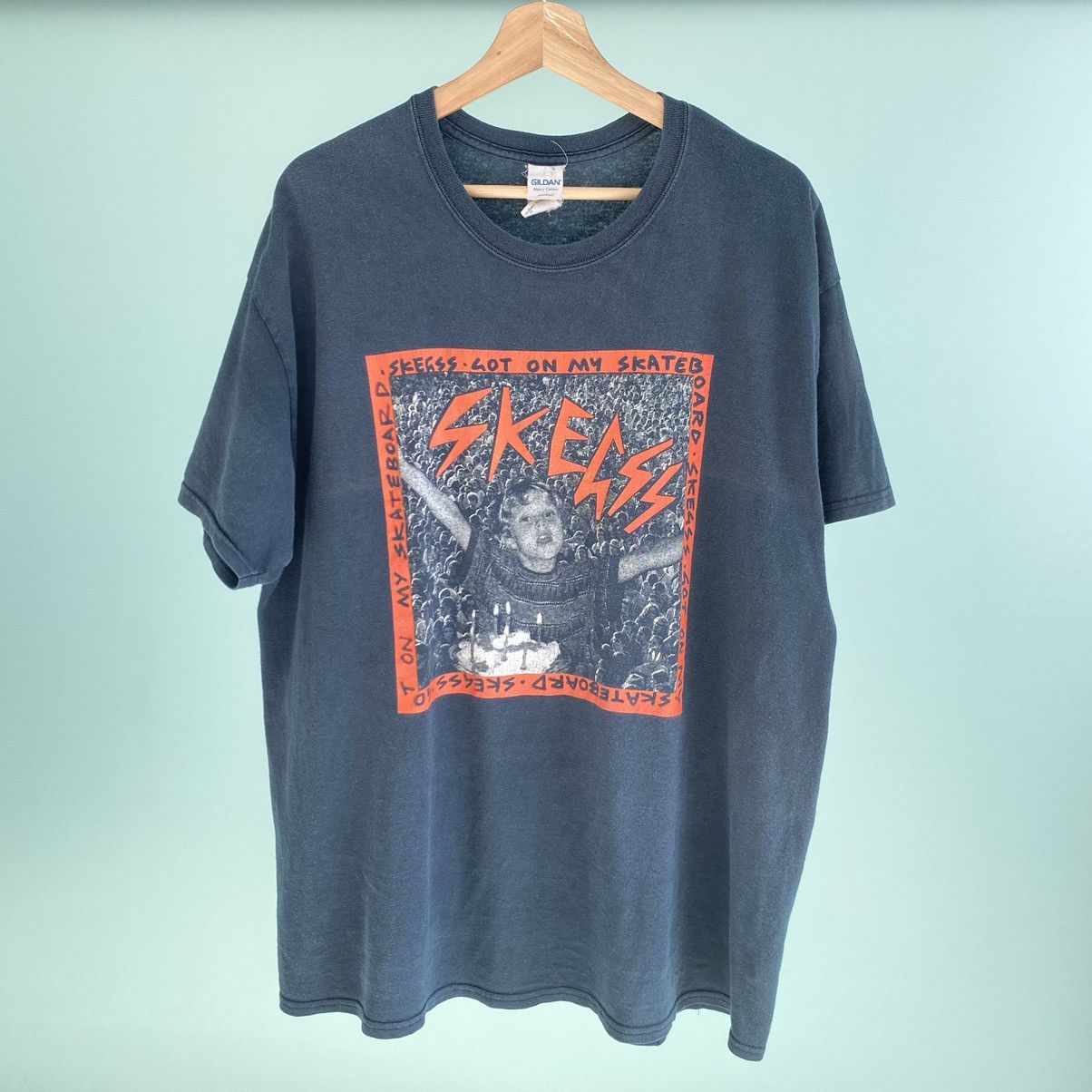 image of Band Tees x Skategang faded Skegss Got On My Skateboard Australian Band Tee, Men's (Size XL)