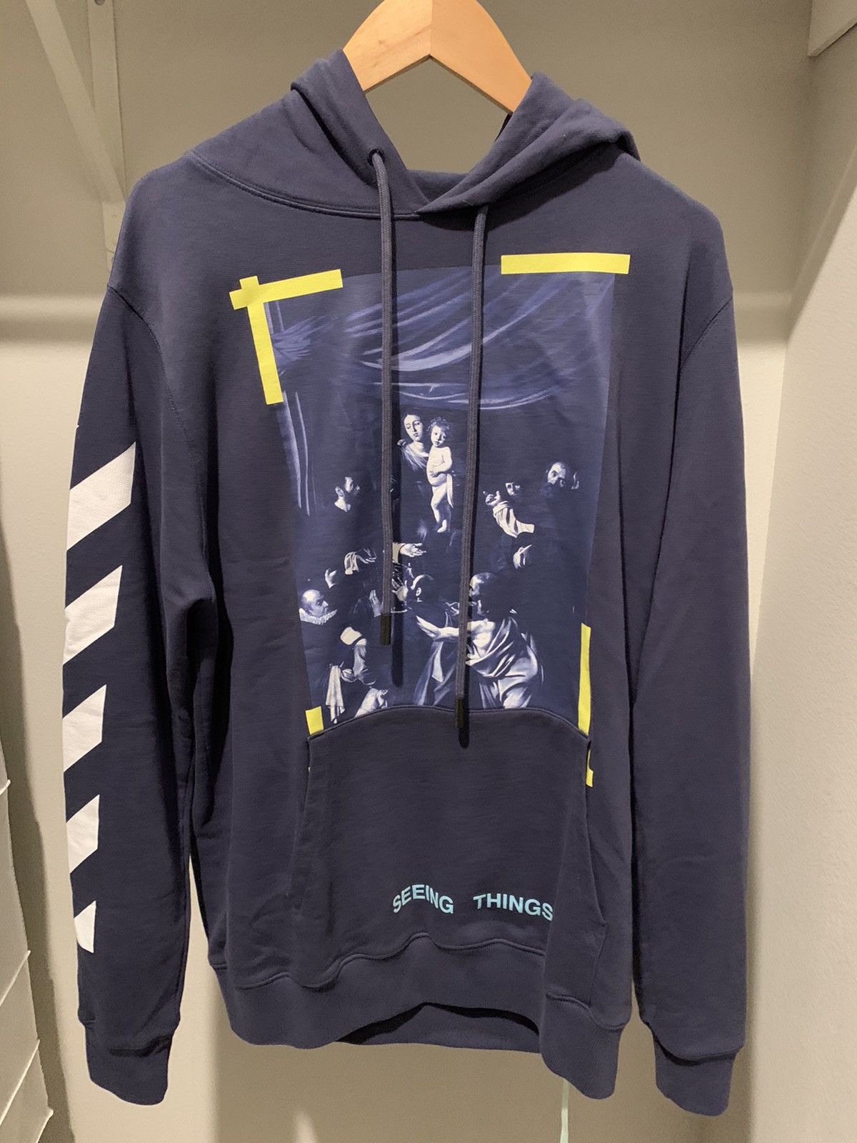 image of Off White Off-White Caravaggio Hoodie in Navy, Men's (Size Small)