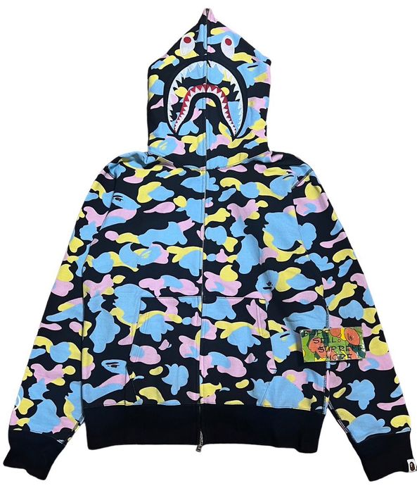 Bape BAPE NEW multi camo 2nd shark full zip hoodie | Grailed