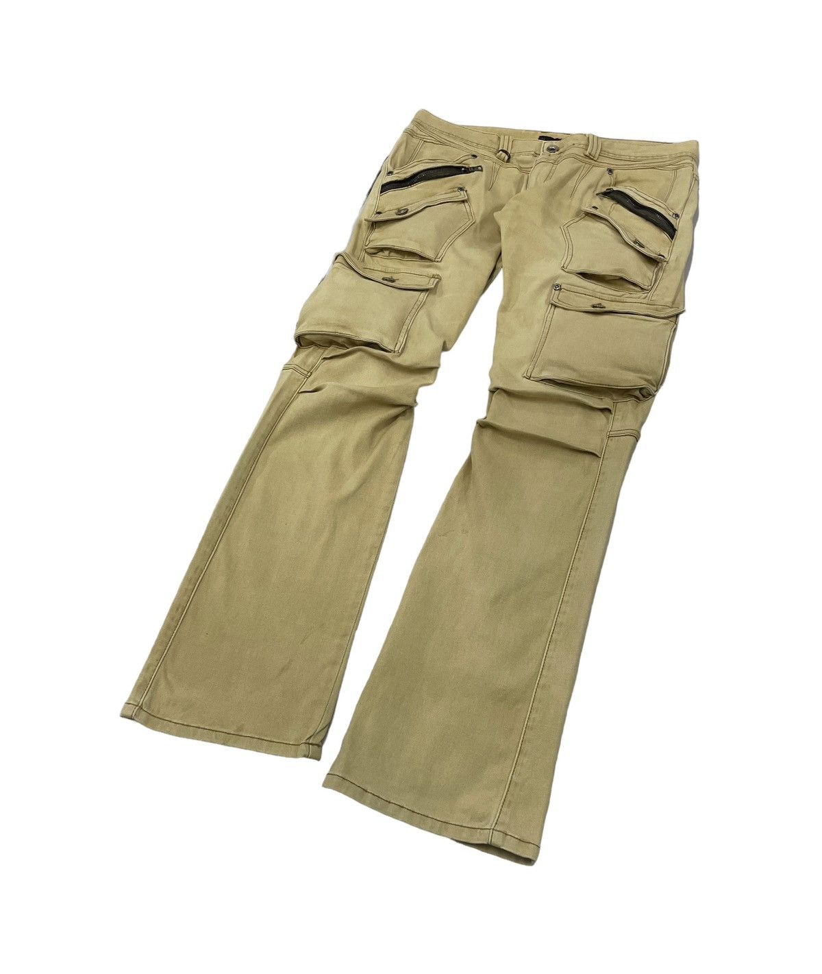 image of In The Attic x Ppfm Vintage Intheattic Japan Cargo Multipockets Flare Pants in Beige (Size 34)