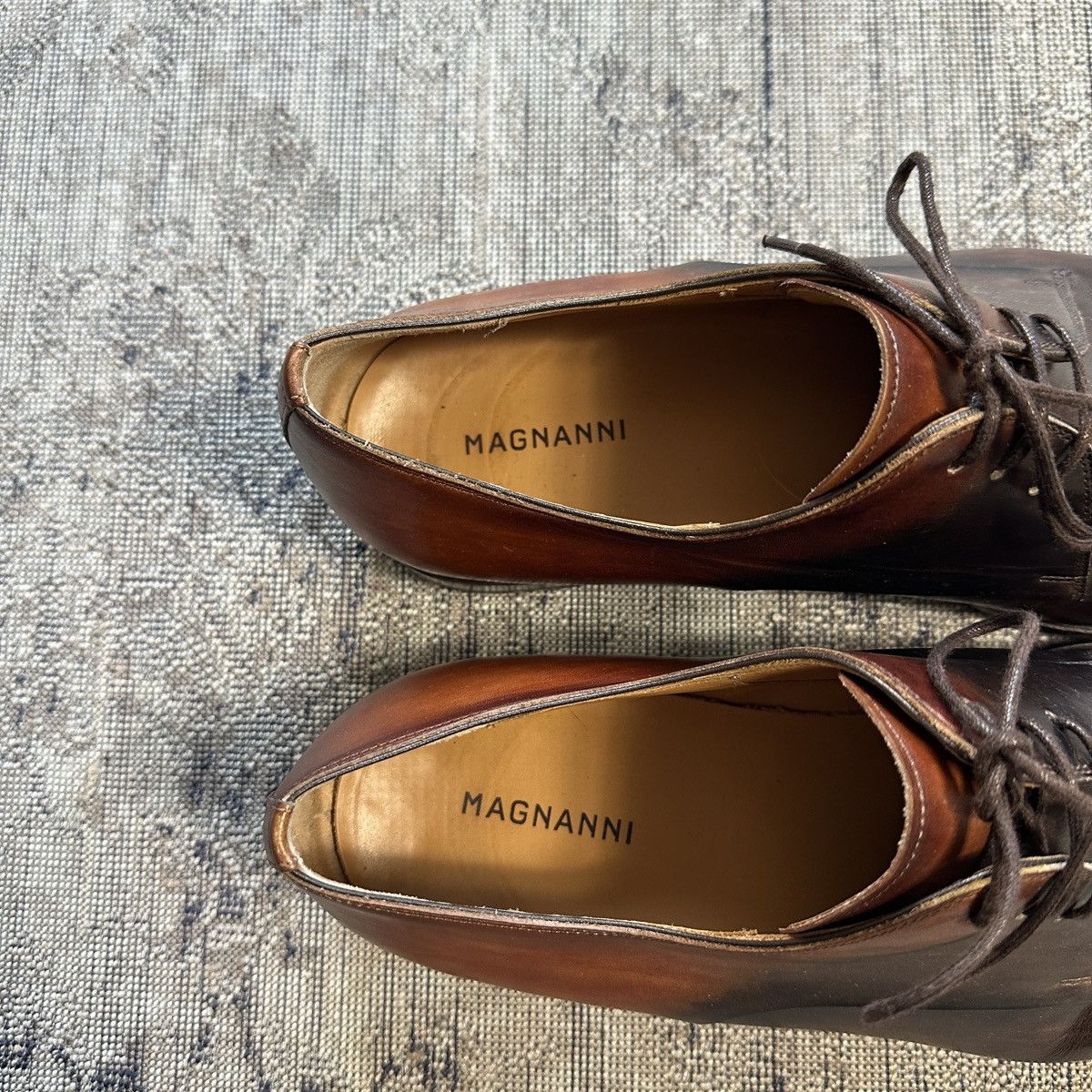Handmade Magnanni Jakoby Tobaco Color Leather Shoes Size US 10 / EU 43 - 6 Thumbnail