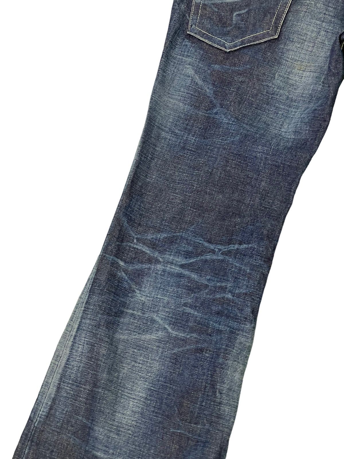 Japanese Brand Flare Jeans Ufin & Sons Distres Thick Denim Bell Bottom 5🟦9 Size US 35 - 18 Thumbnail