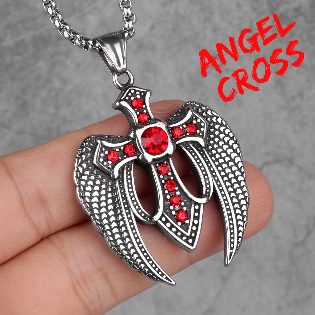Jewelry Angel Cross Pendant Necklace Size ONE SIZE - 2 Thumbnail