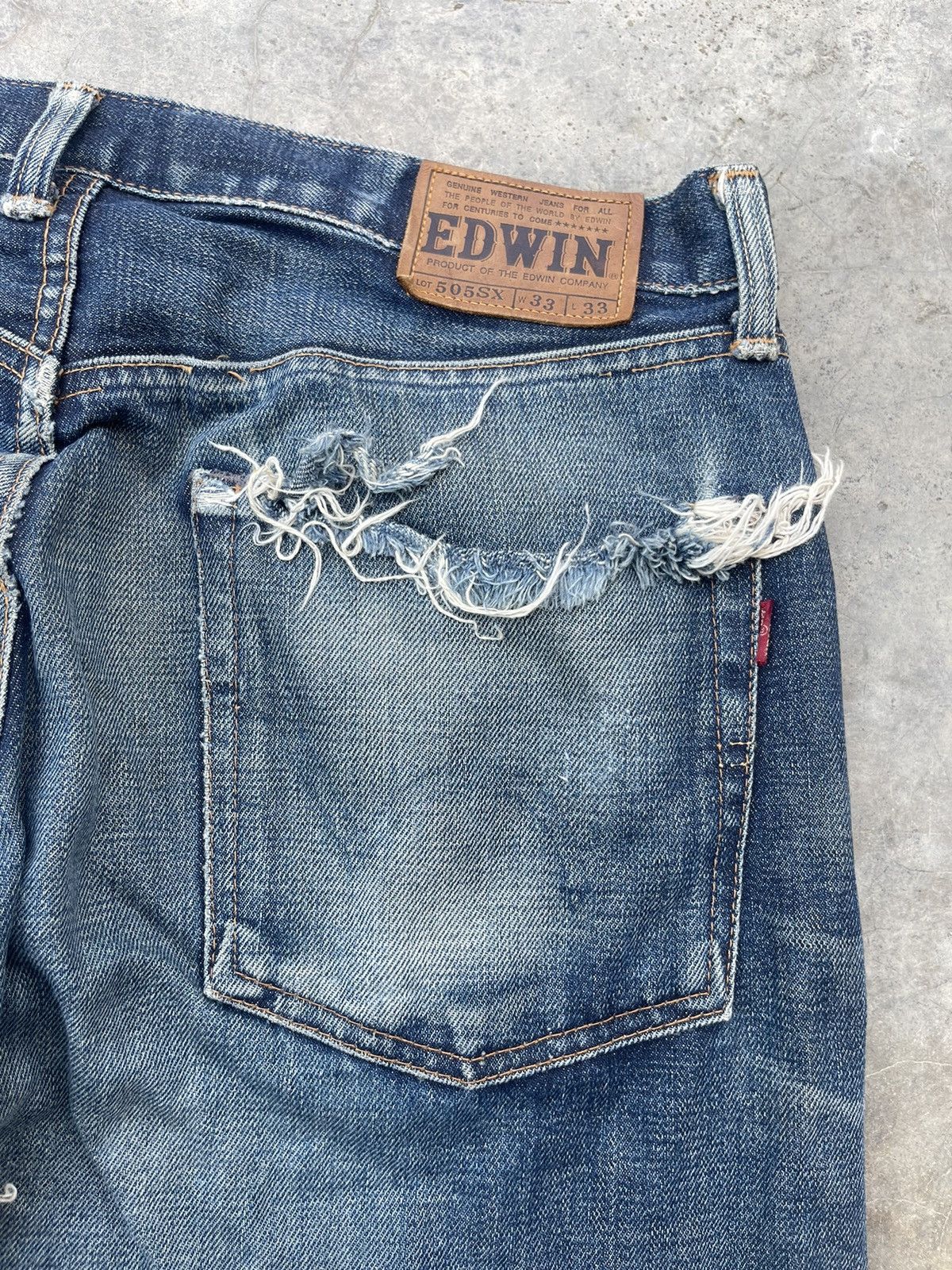 Edwin Vintage Edwin 505 Straight Cut Distressed Baggy Jeans Size US 32 / EU 48 - 16 Thumbnail