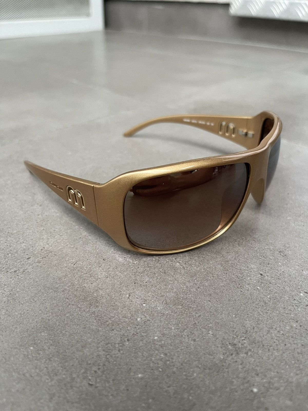 Prada !DS! Miu Miu SMU08H 7PO-7K1 Shiny Gold Sunglasses Size ONE SIZE - 5 Thumbnail