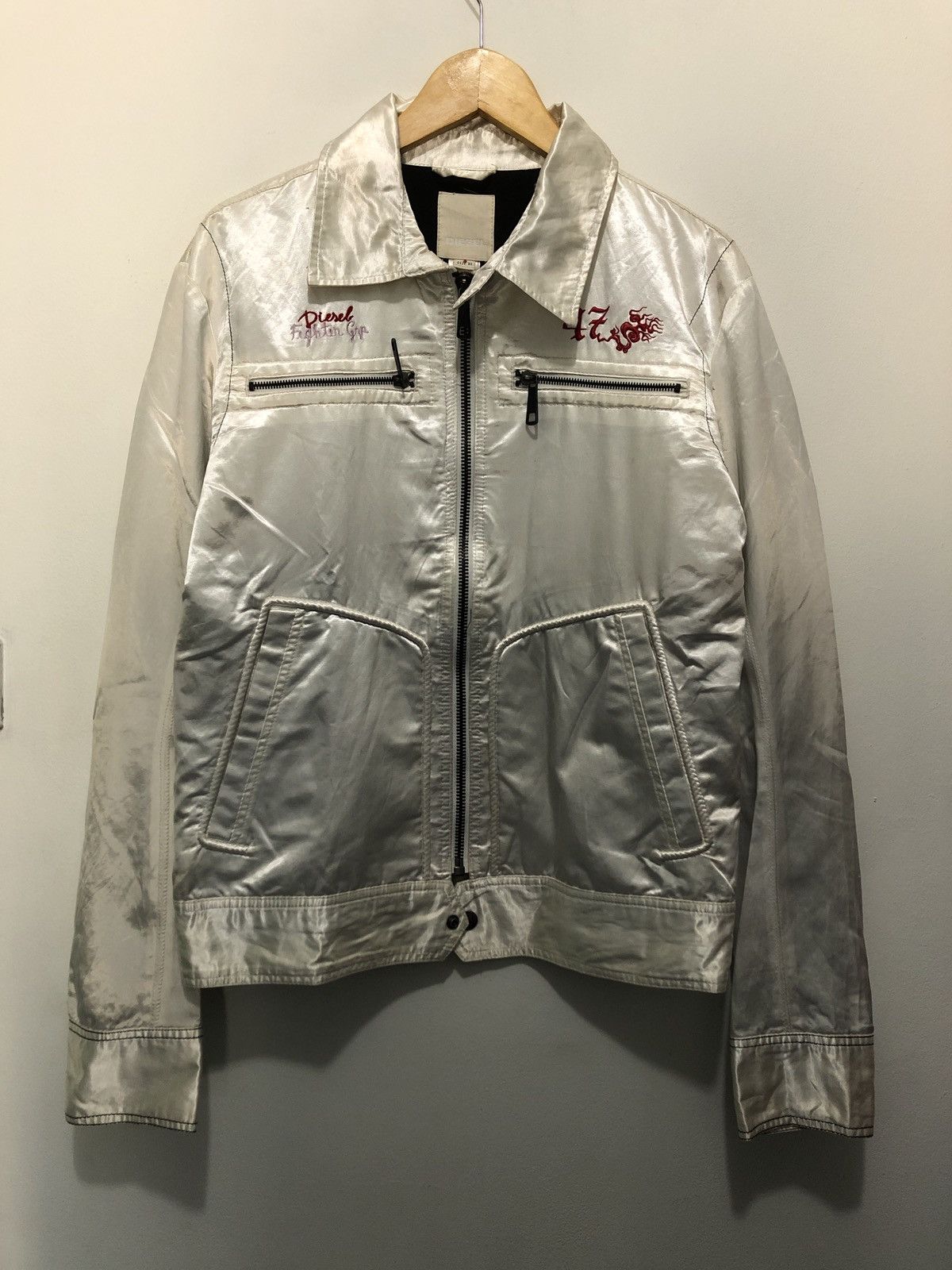Diesel Diesel Blue Panther Embroidered Sukajan Satin Jacket Size US XL / EU 56 / 4 - 4 Thumbnail