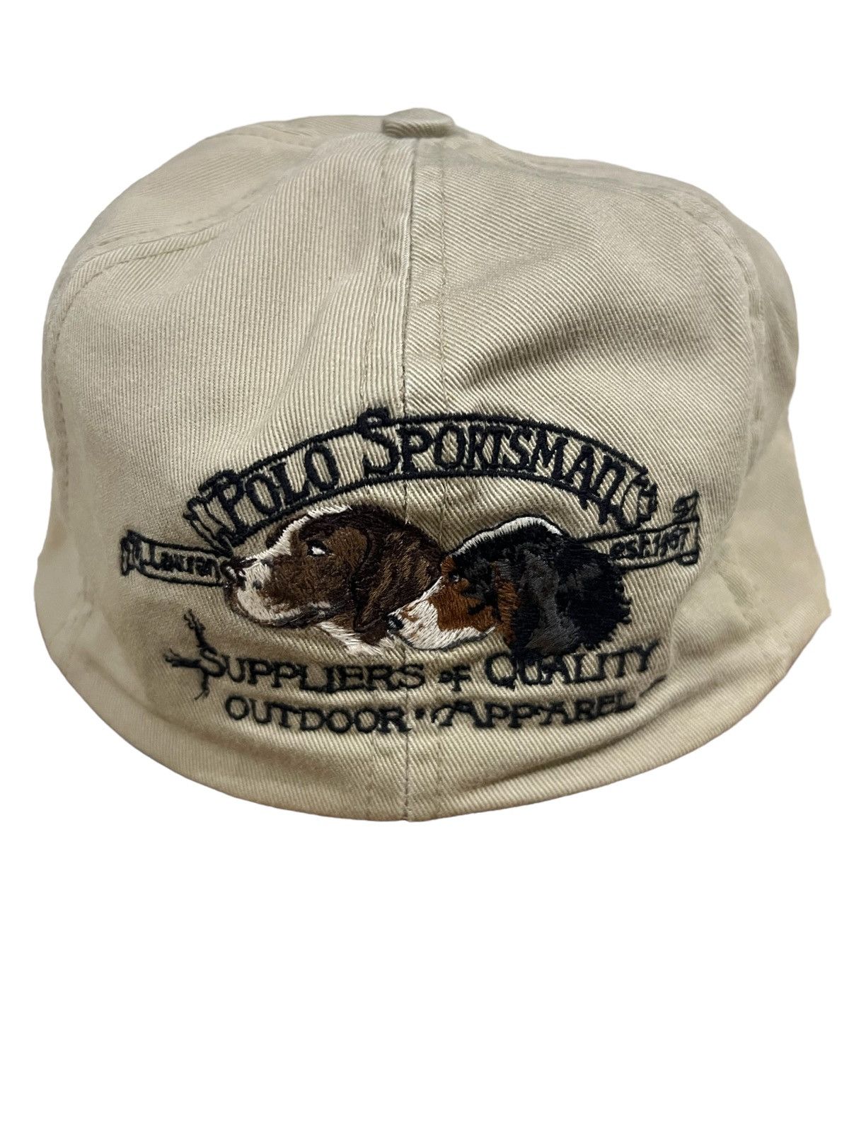 Lo Life RARE🔥80s Polo Sportsman Two Dogs Leather Brim Full Cap Hat Size ONE SIZE - 3 Thumbnail
