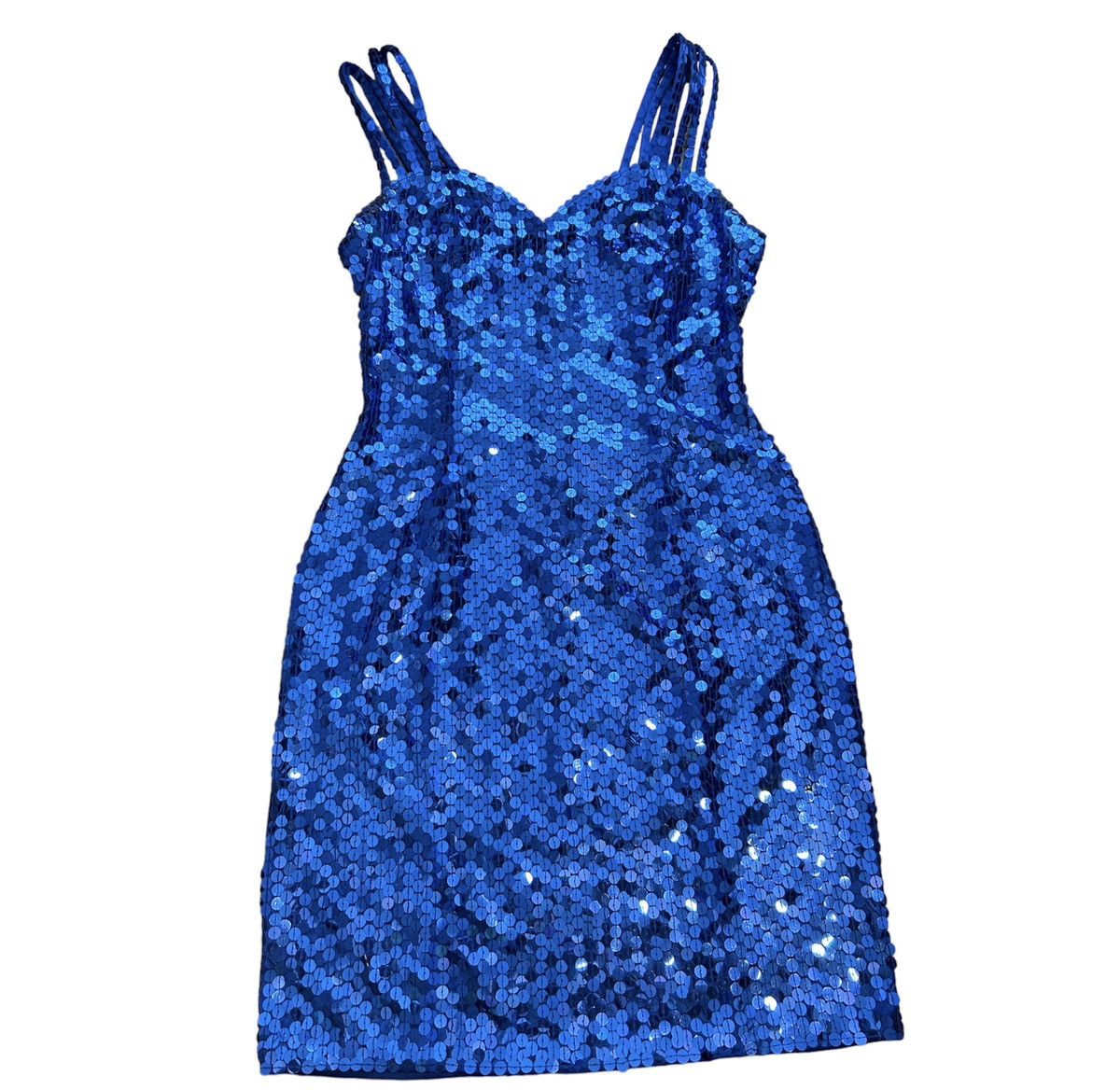 Vintage Black & Blue Beaded Sequin Mini Dress S/M