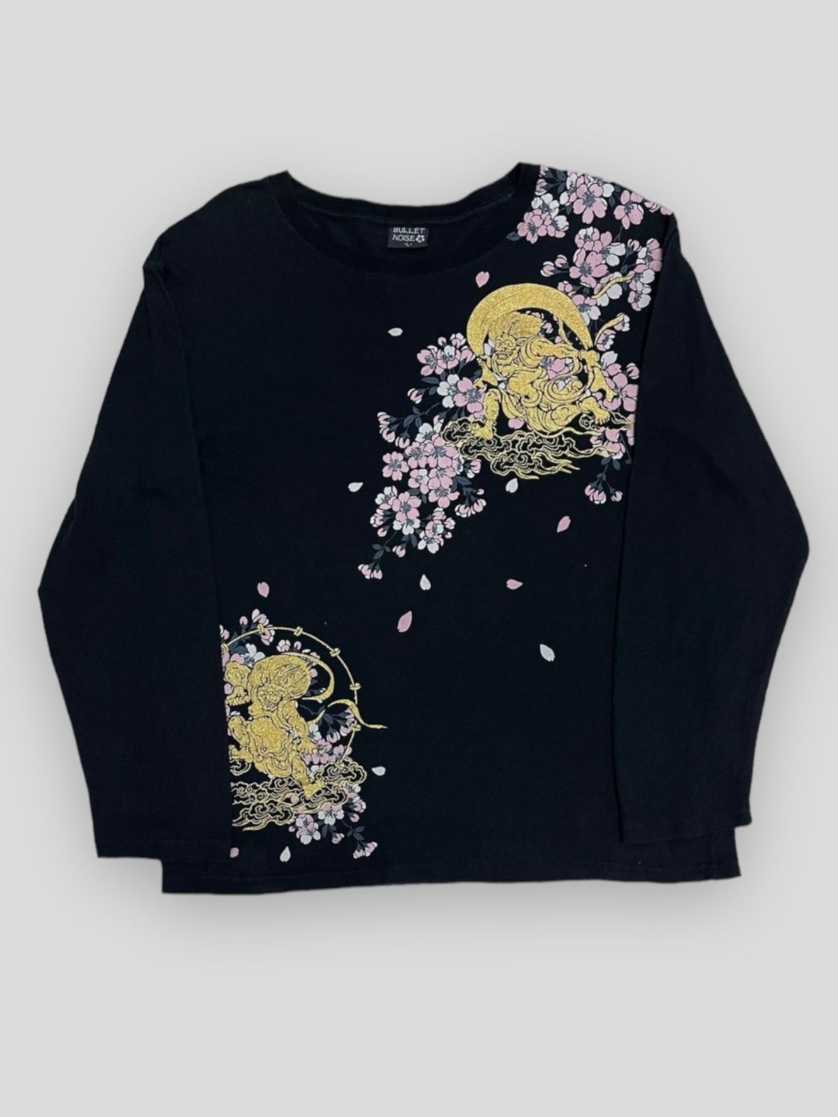 image of Sukajan T Shirts x Vintage Send Offer Bullet Noise X Karakuri 'god Fight' Longsleeve in Black (Size