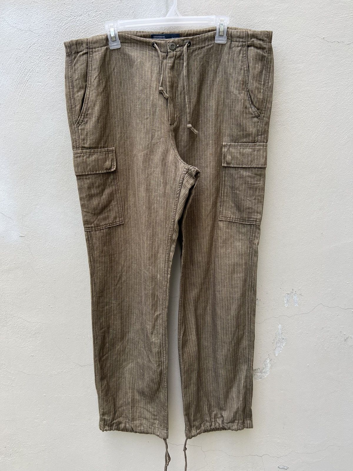 Vintage Vintage BLUEWAY Drawstring Stripe Baggy Wide Cargo Size US 34 / EU 50 - 1 Thumbnail